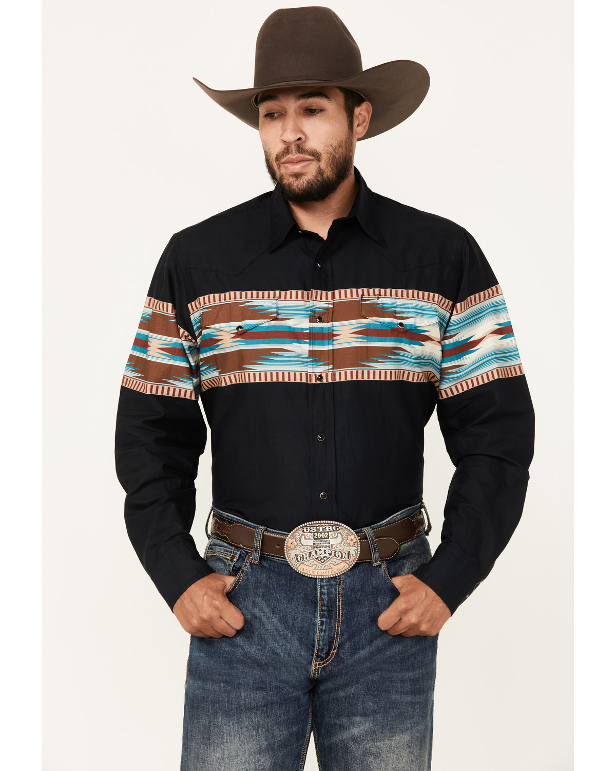 Roper Men's Vintage Southwestern Print Long Sleeve Western Snap Shirt