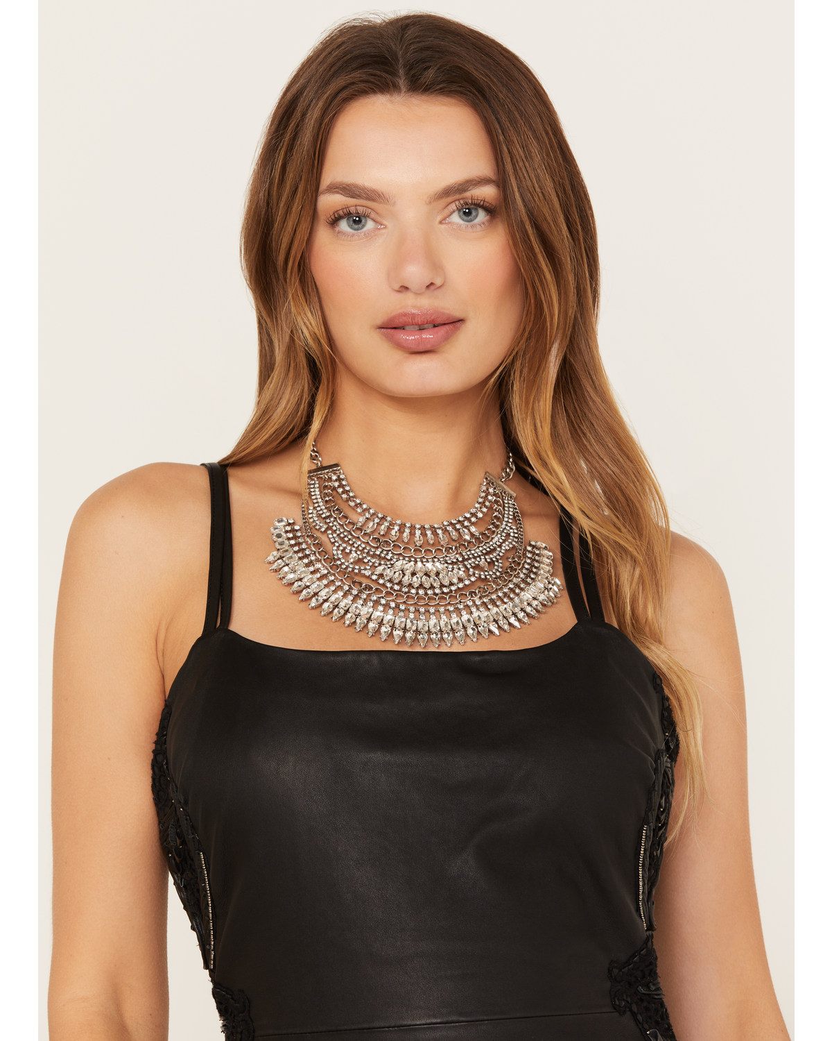 Wonderwest Women's Silver Statement Bib Necklace