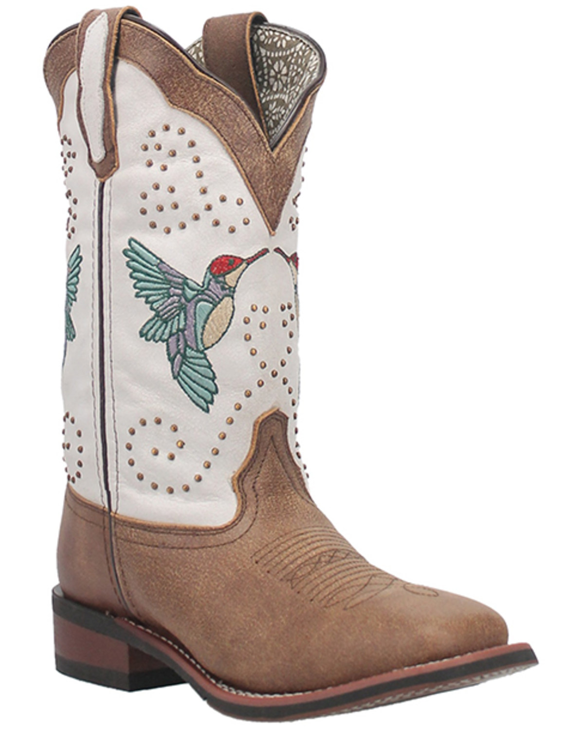 Laredo Women's 11" Hummingbird Embroidered Studded Western Performance Boots - Broad Square Toe