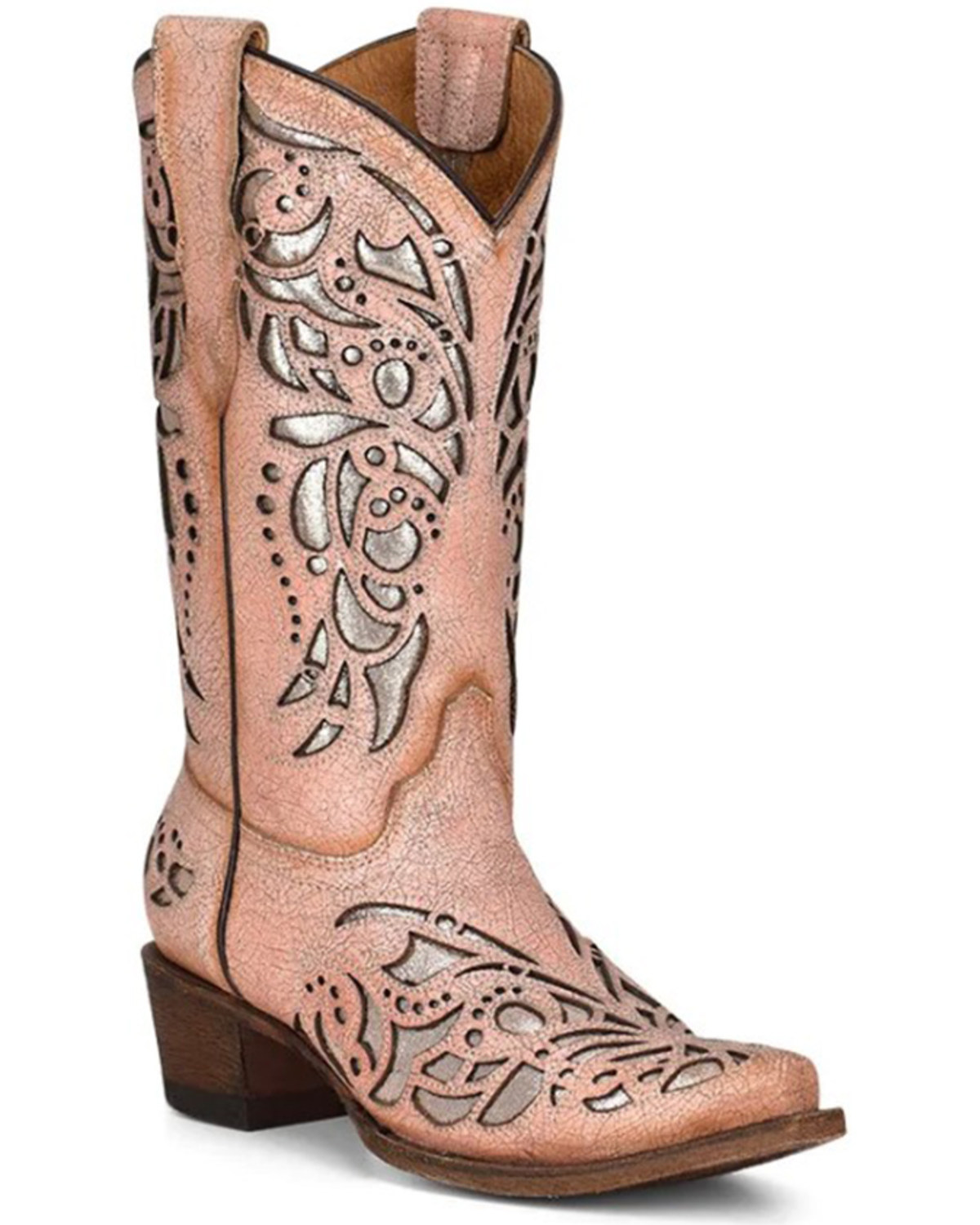Corral Girls' Inlay & Embroidery Western Boots - Snip Toe