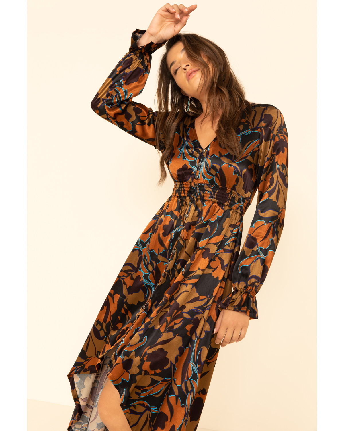 olive floral maxi dress