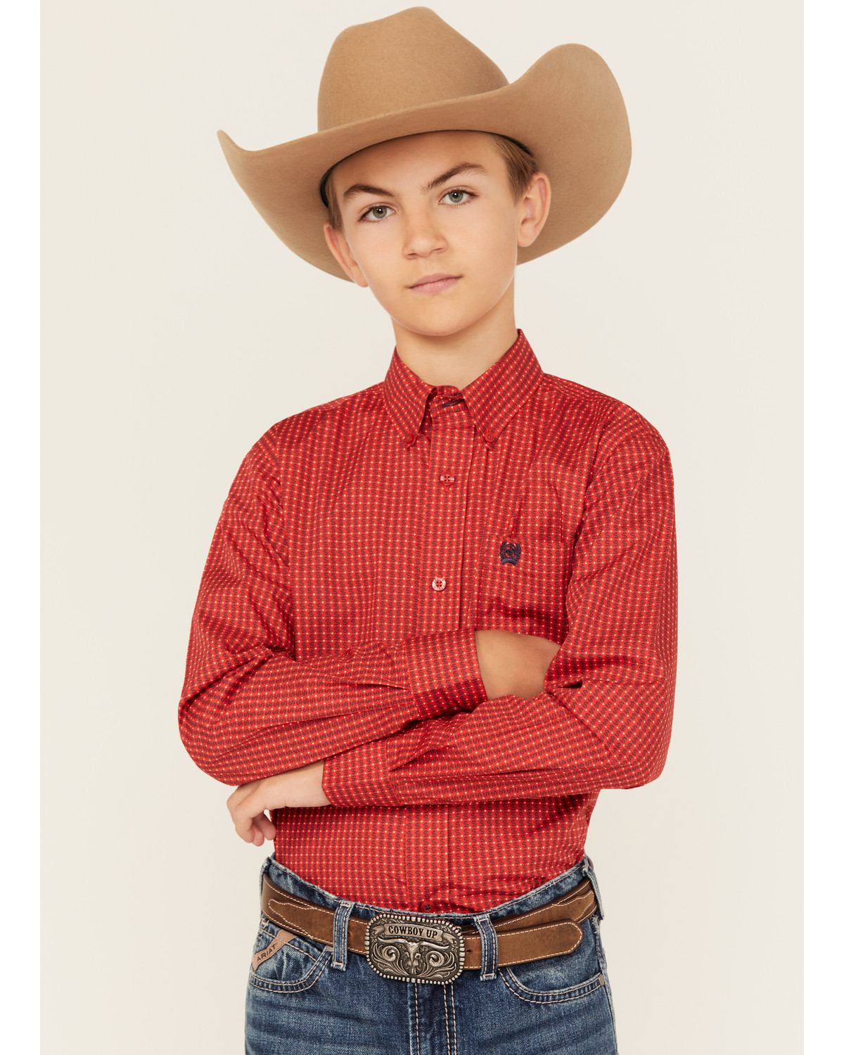Cinch Boys' Geo Print Long Sleeve Button-Down Western Shirt