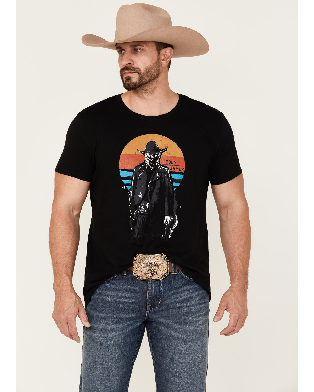 Cody James Men's Sunset Bandit Skull Graphic Short Sleeve T-Shirt