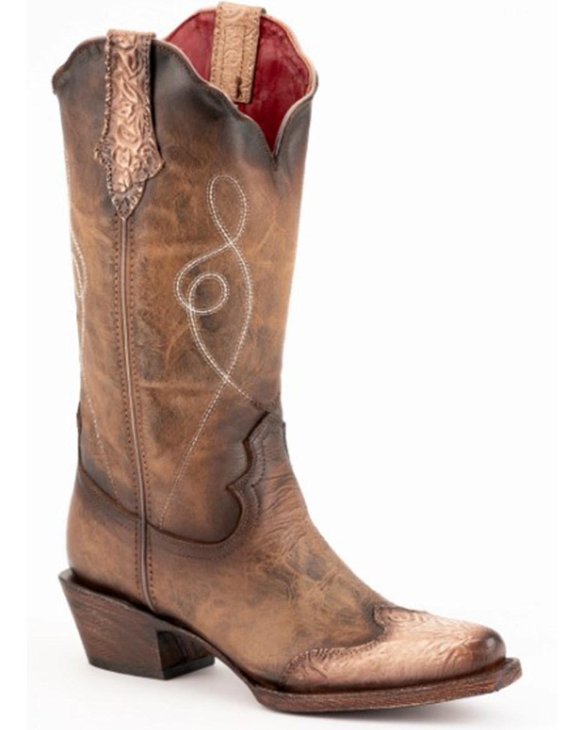 Ferrini Women's Madison Tooled Western Boots - Snip Toe