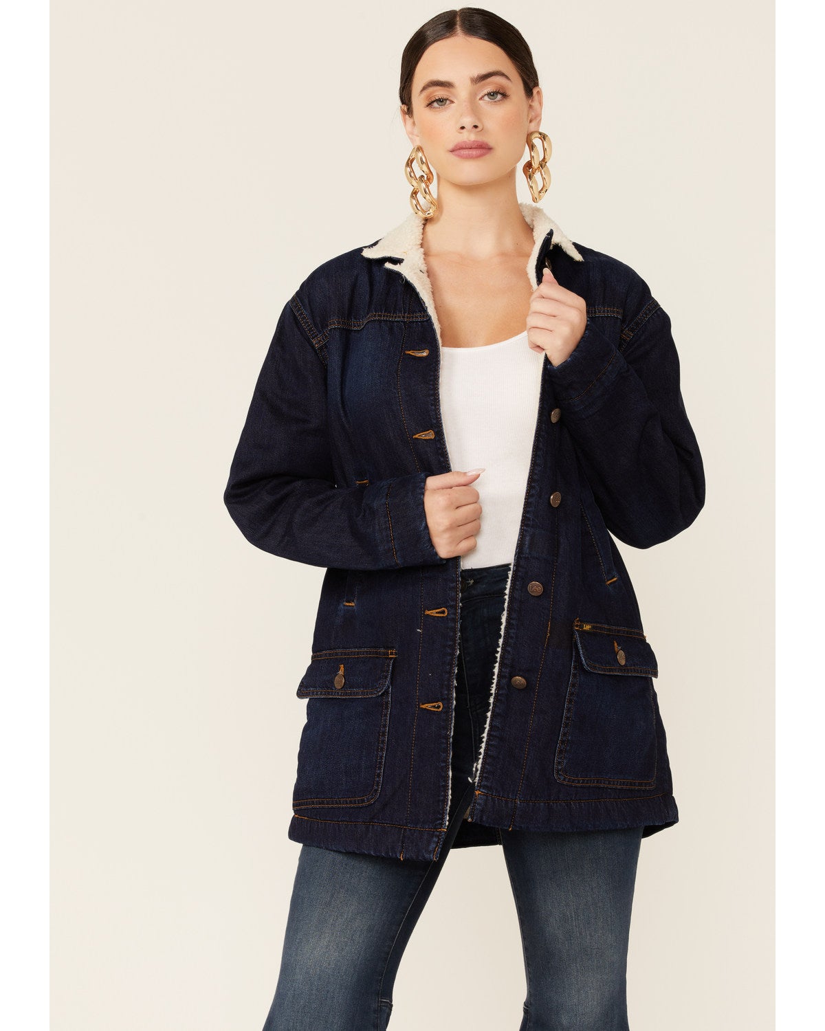 oversized denim jacket dark blue