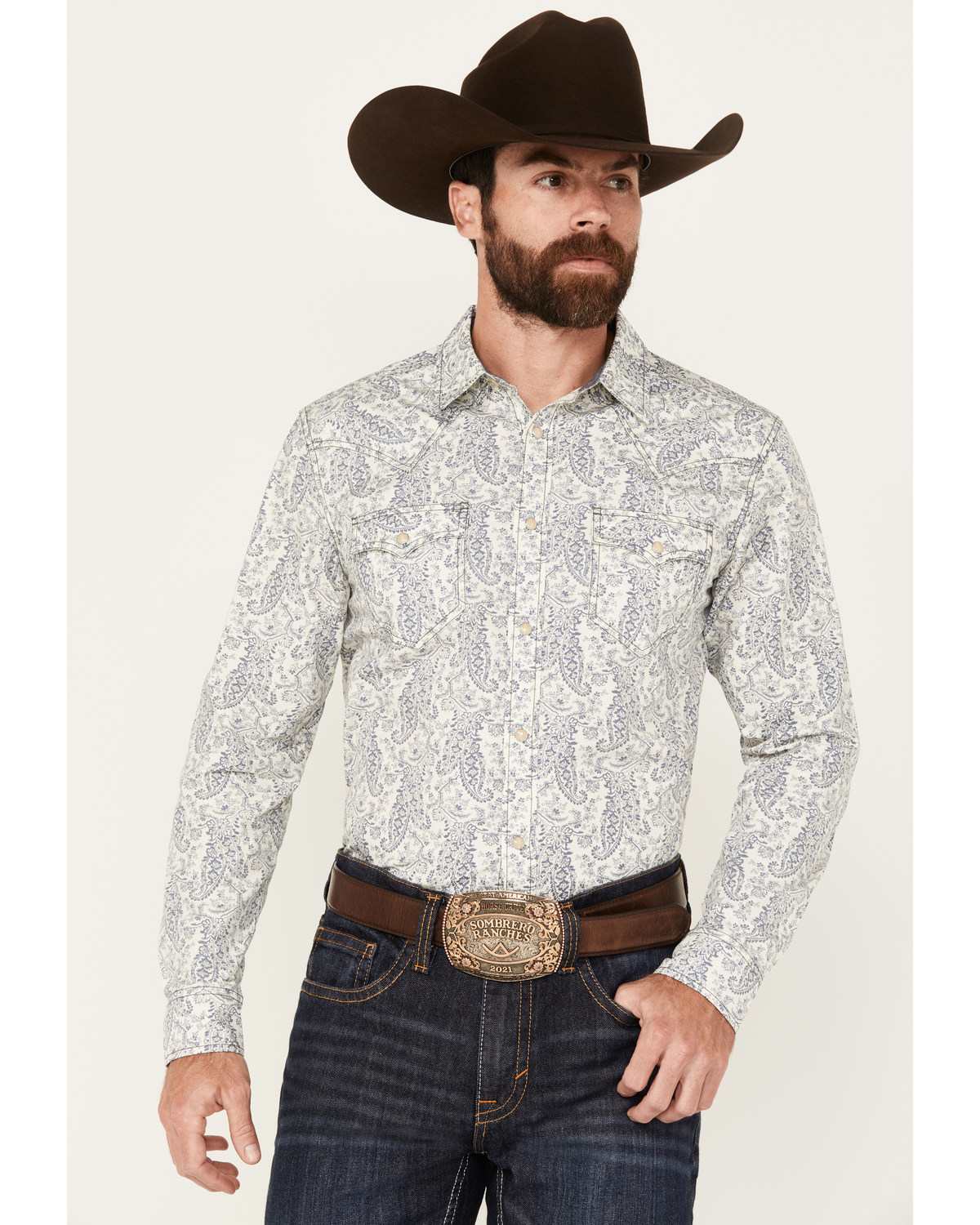 Cody James Men's Dagget Paisley Print Long Sleeve Snap Western Shirt