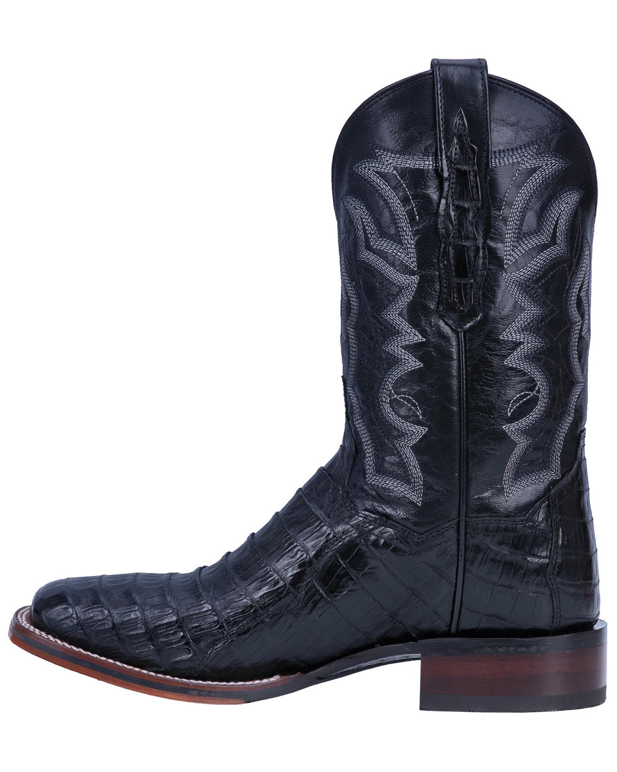 Dan Post Men's Kingsly Black Caiman Western Boots Wide Square Toe