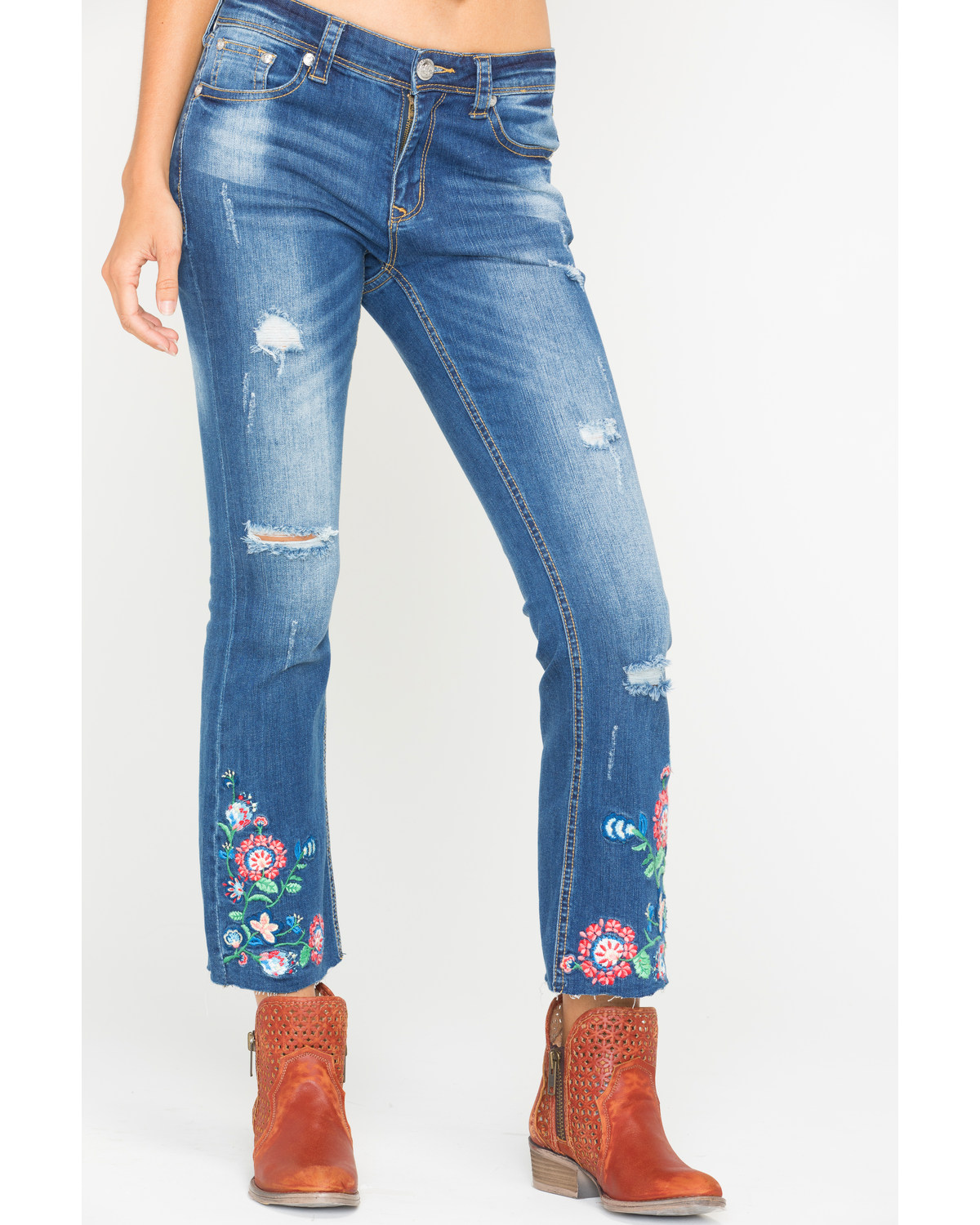 grace in la floral jeans