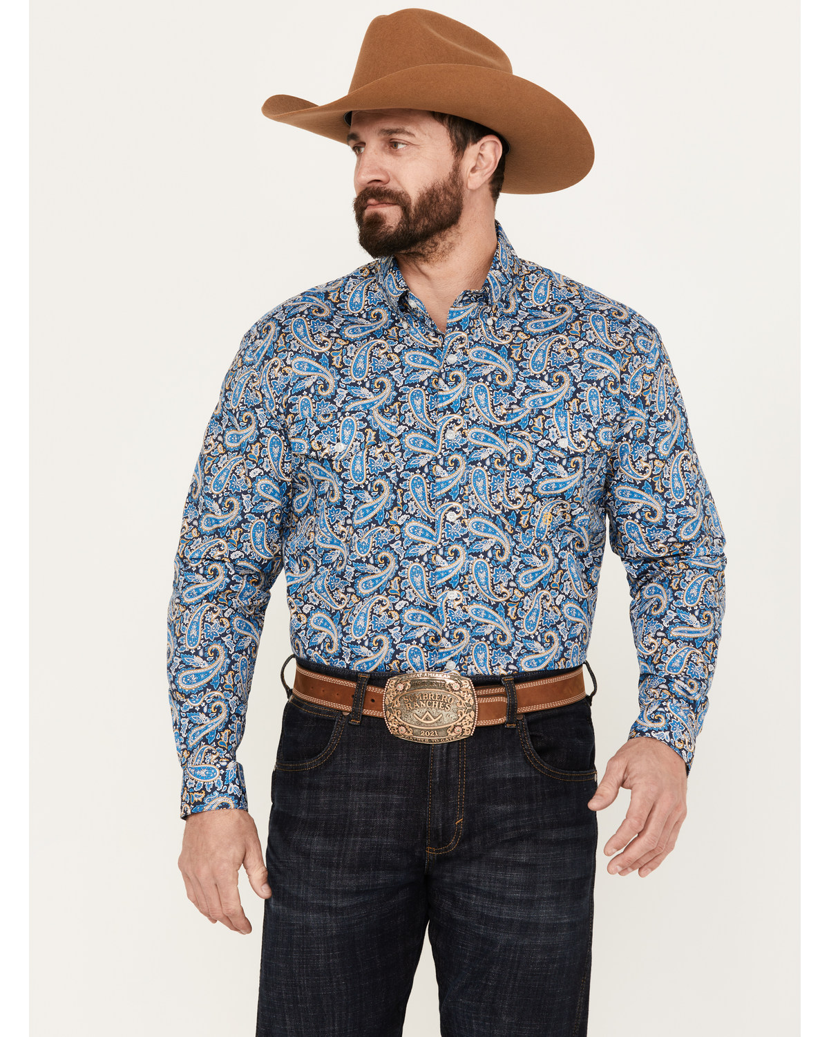 Roper Men's Amarillo Paisley Print Long Sleeve Western Snap Shirt
