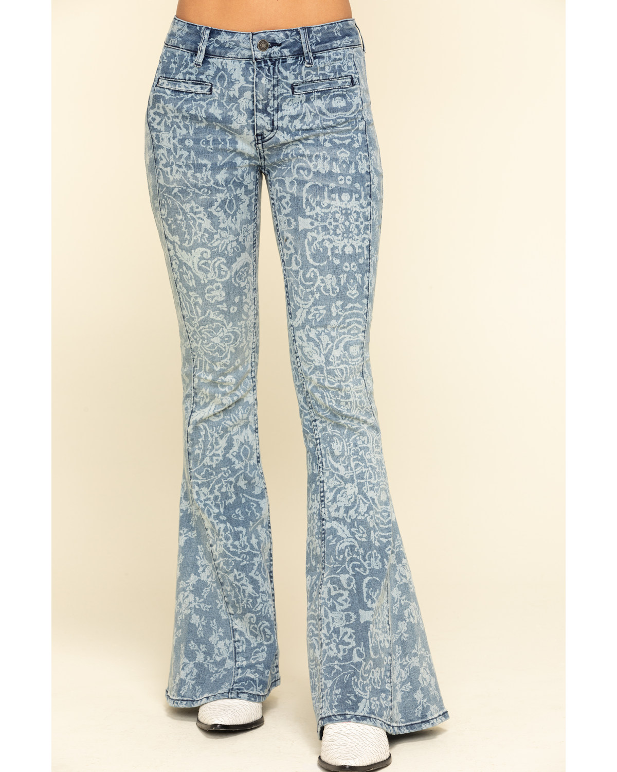 Free People Women S Medium Dream Lover Print Flare Jeans Boot Barn