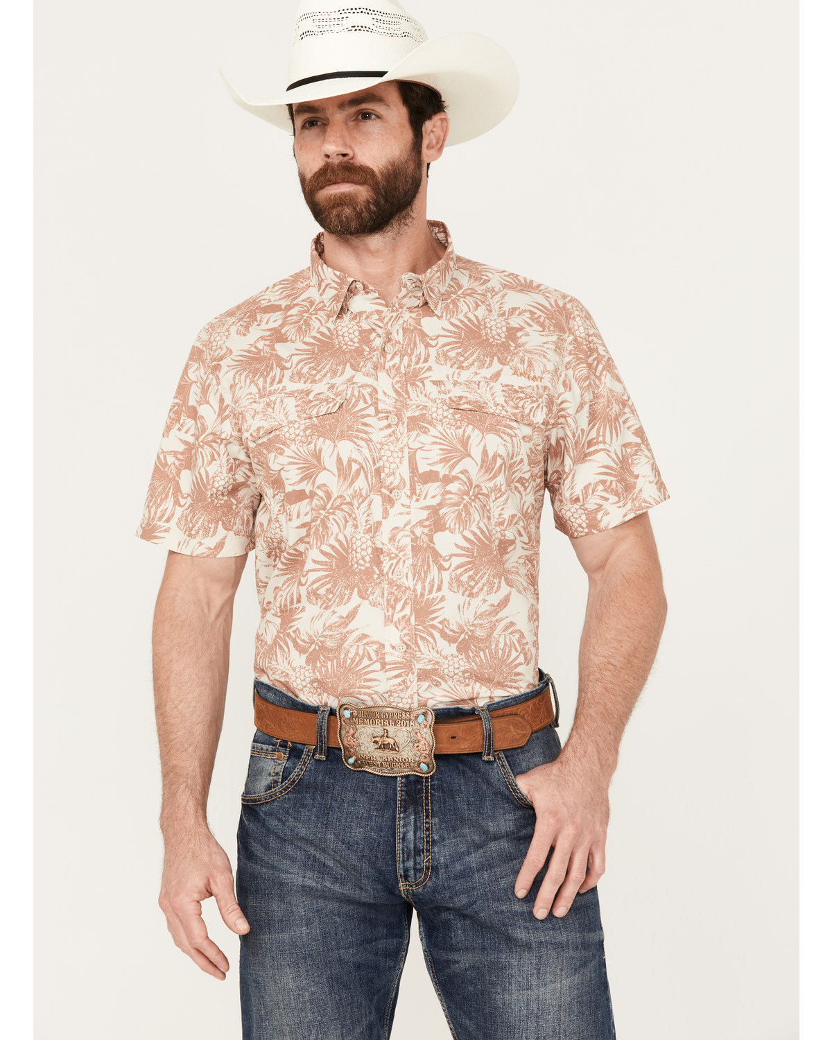 Ariat Men's VentTEK Outbound Floral Print Fitted Short Sleeve Button-Down Shirt