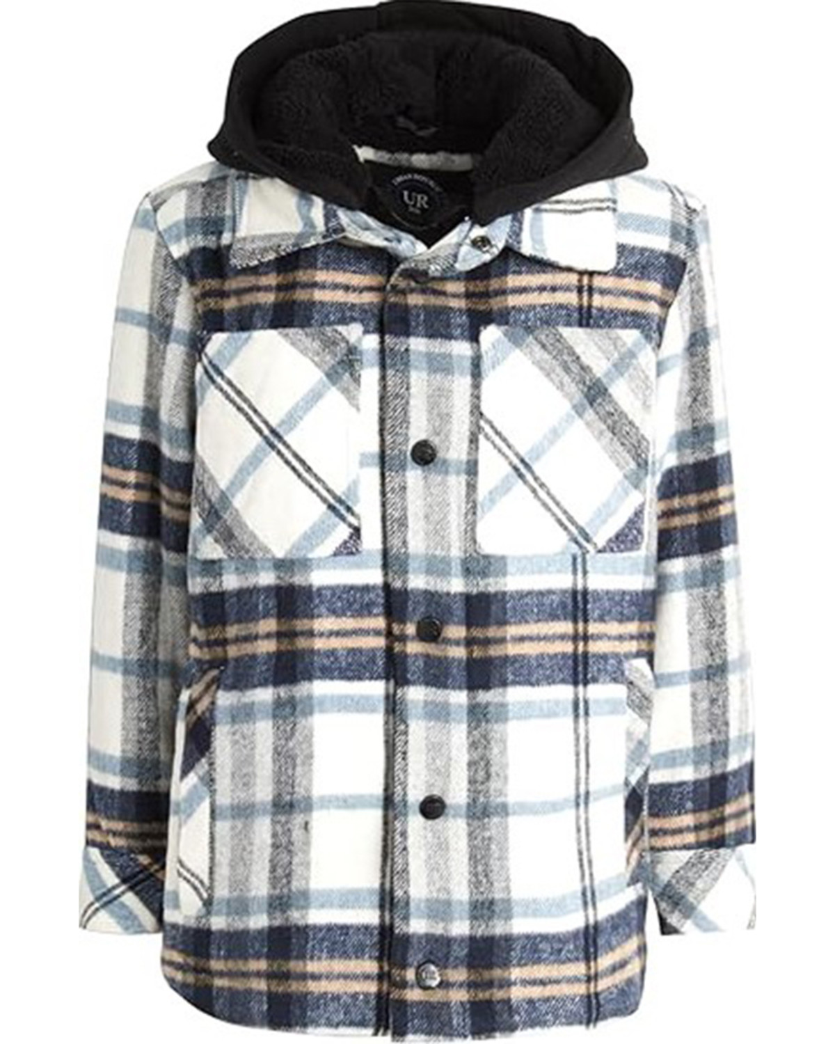 Urban Republic Toddler Boys' Plaid Print Sherpa Lined Hooded Shirt Jacket