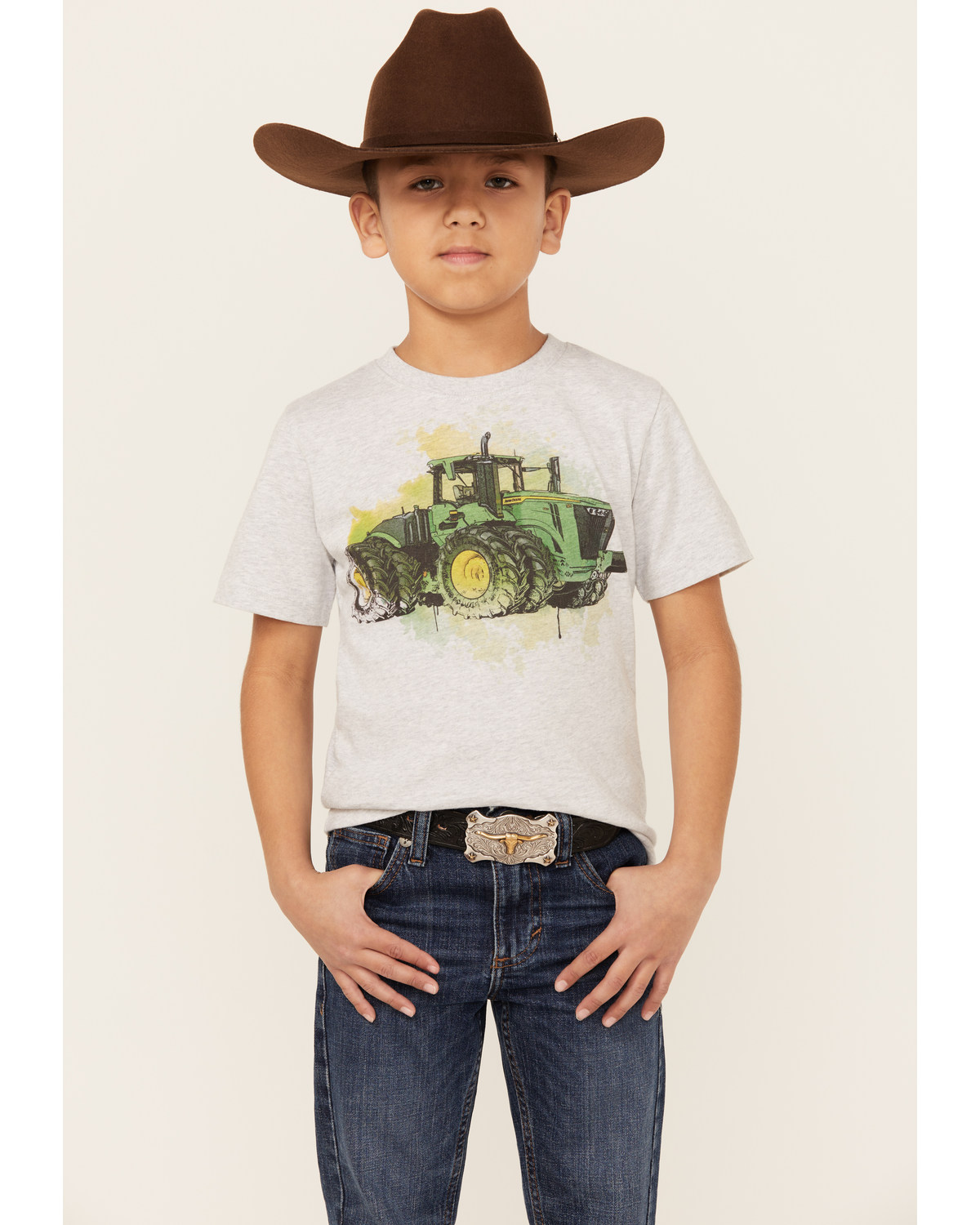 John Deere Little Boys' Digital Tractor Short Sleeve Graphic T-Shirt