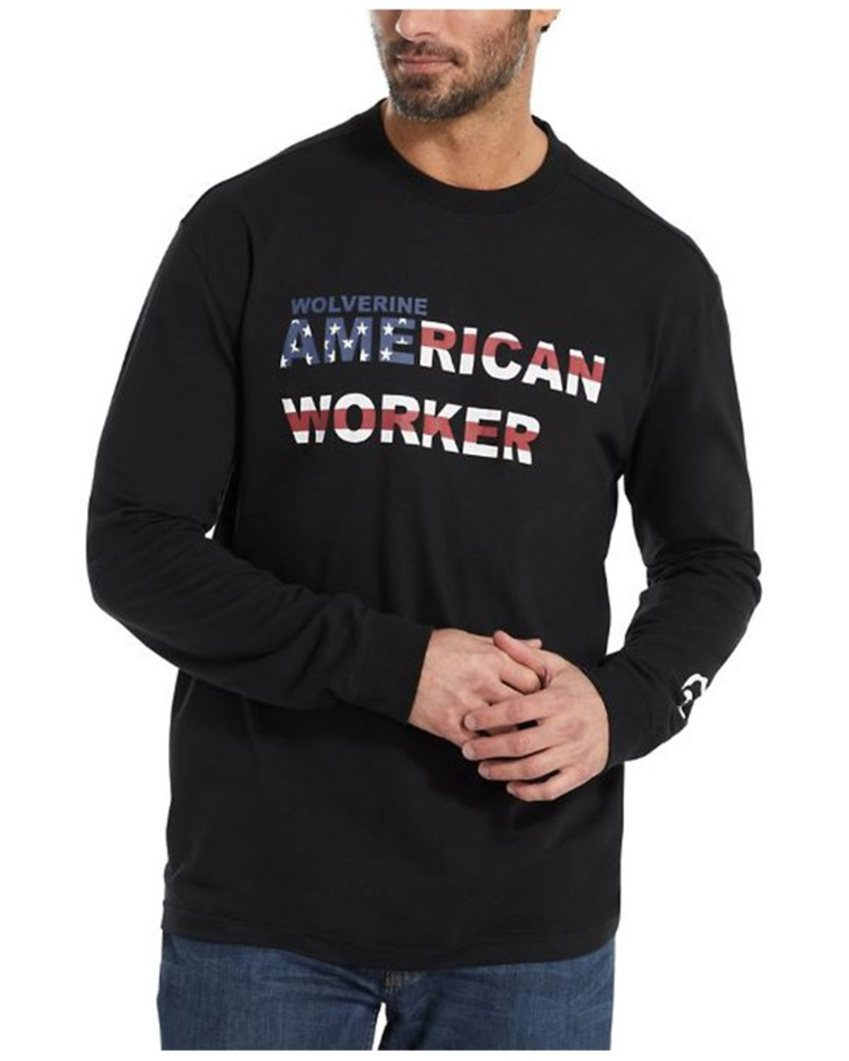 Wolverine Men's Americana Worker Logo Long Sleeve Work T-Shirt