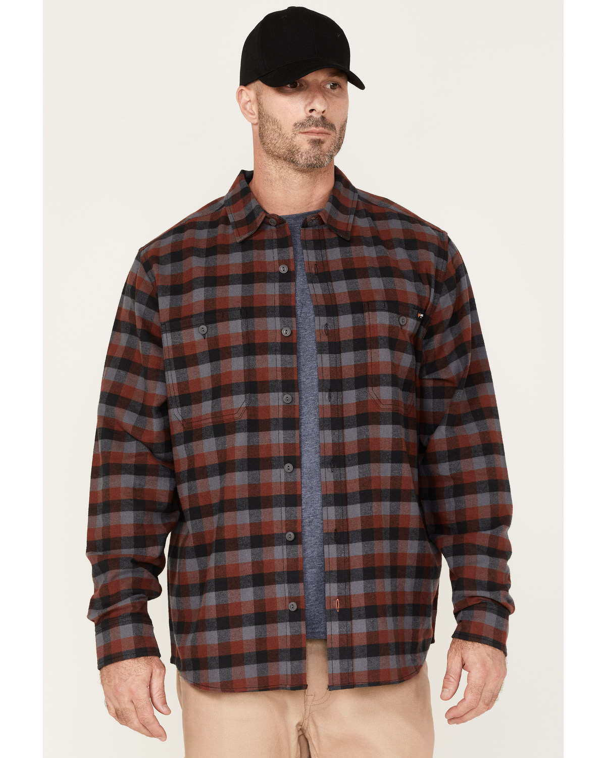 Hawx Men's Checker Long Sleeve Button-Down Flannel Shirt