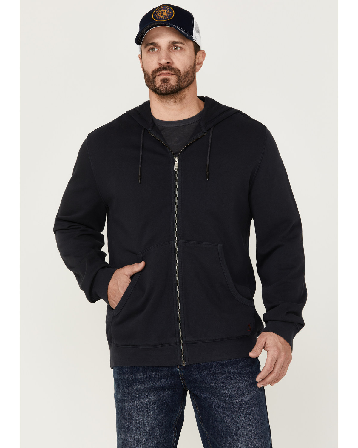 Brothers and Sons Men's Weathered French Terry Zip-Front Hooded Jacket