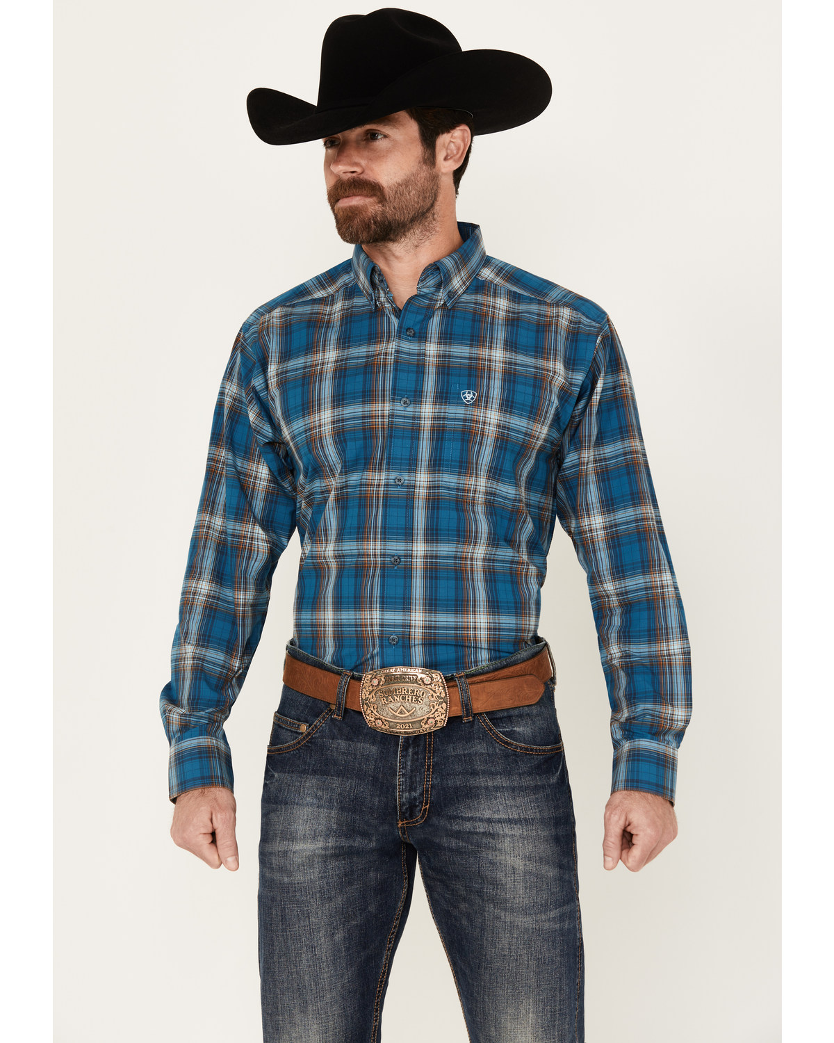 Ariat Men's Geron Plaid Print Long Sleeve Button-Down Western Shirt