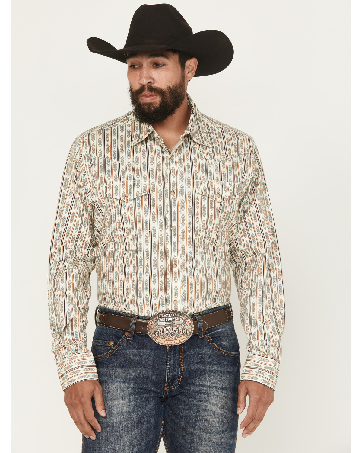Wrangler Retro Men's Southwestern Print Long Sleeve Snap Western Shirt