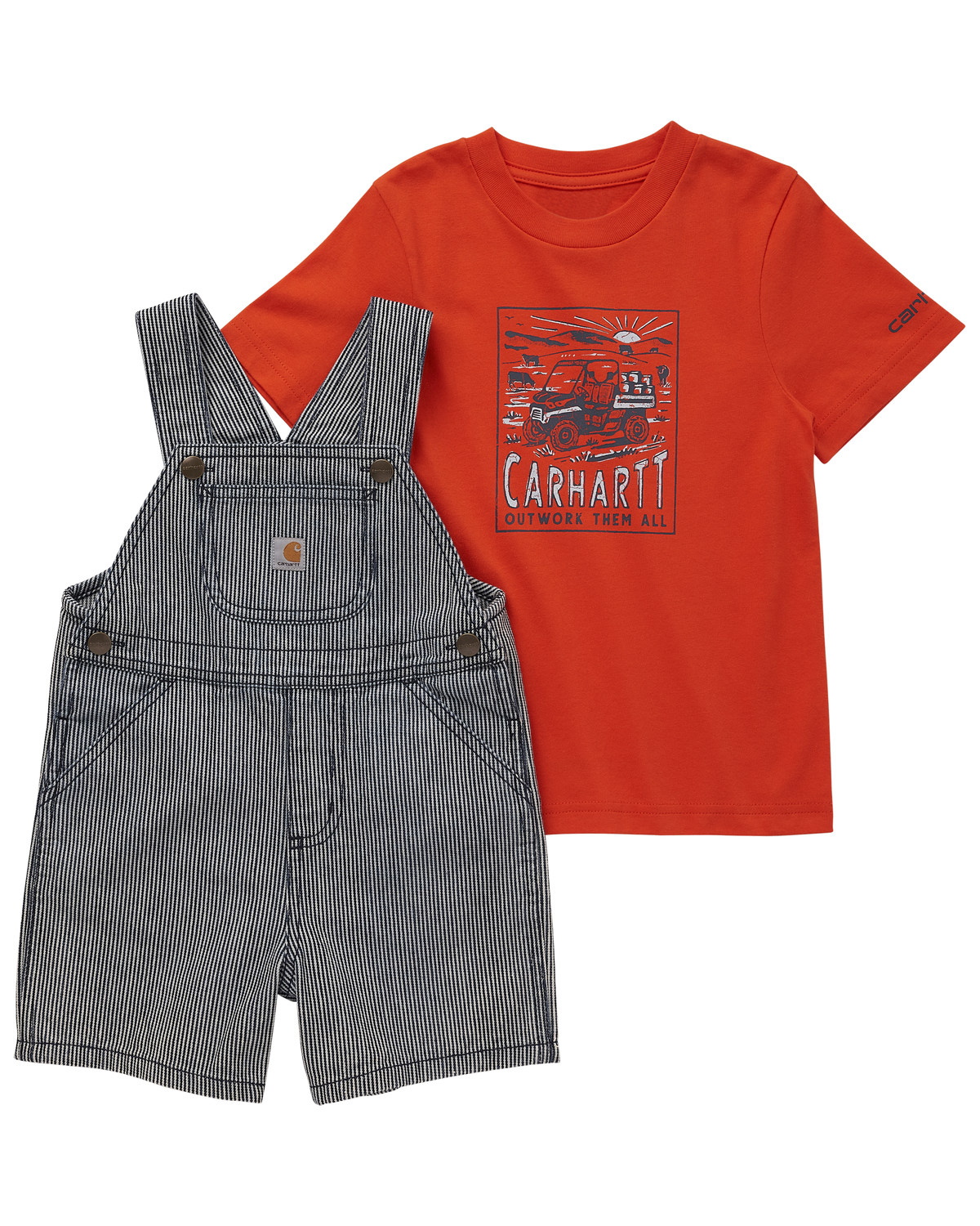 Carhartt Toddler Boys' Short Sleeve T-Shirt and Striped Overall Set