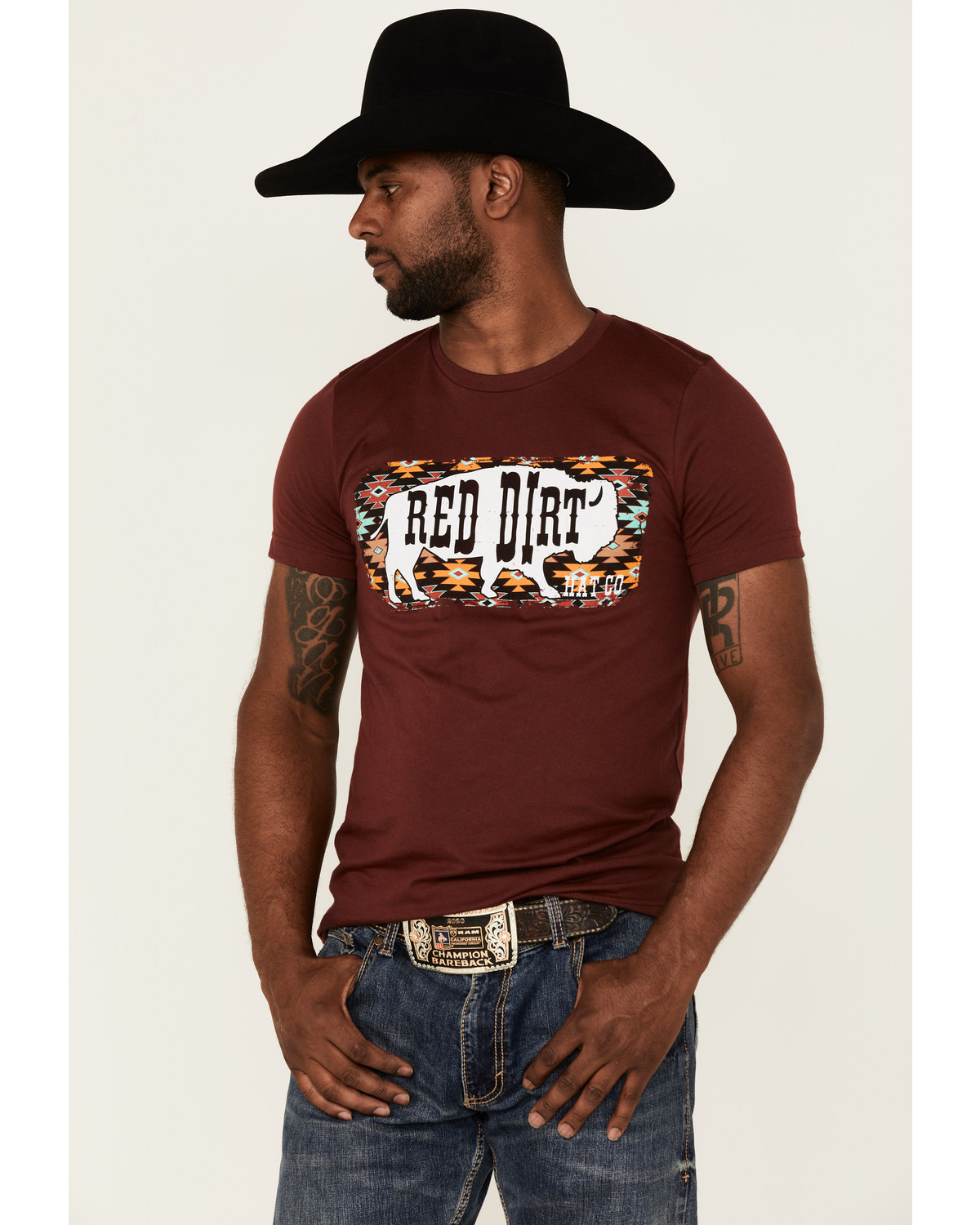 Red Dirt Hat Co. Men's Great White Buffalo Southwestern Graphic T-Shirt