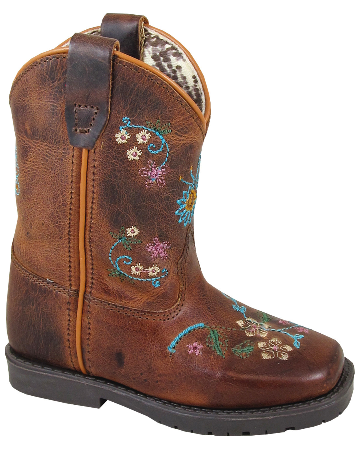 Smoky Mountain Toddler Western Boots Girls Floralie Pull On Brown 3833T