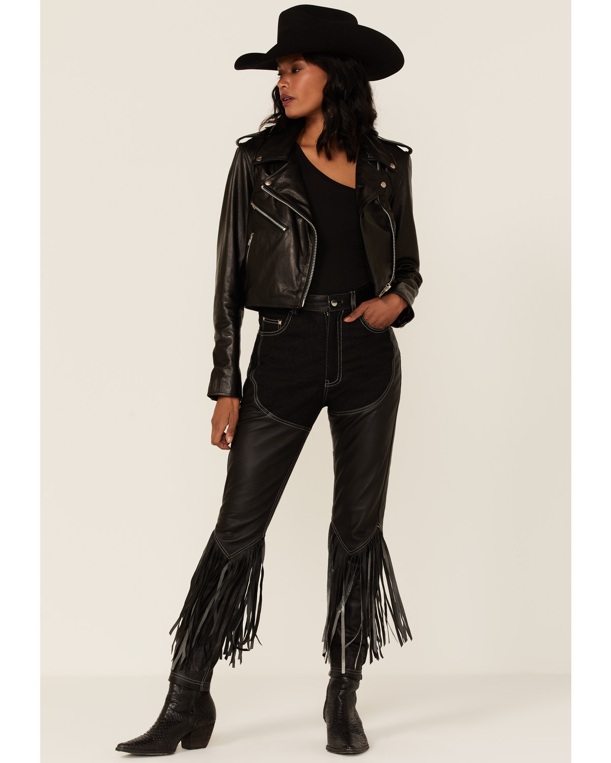 Understated Leather Women's Cowboy Denim & Fringe Chap Jeans