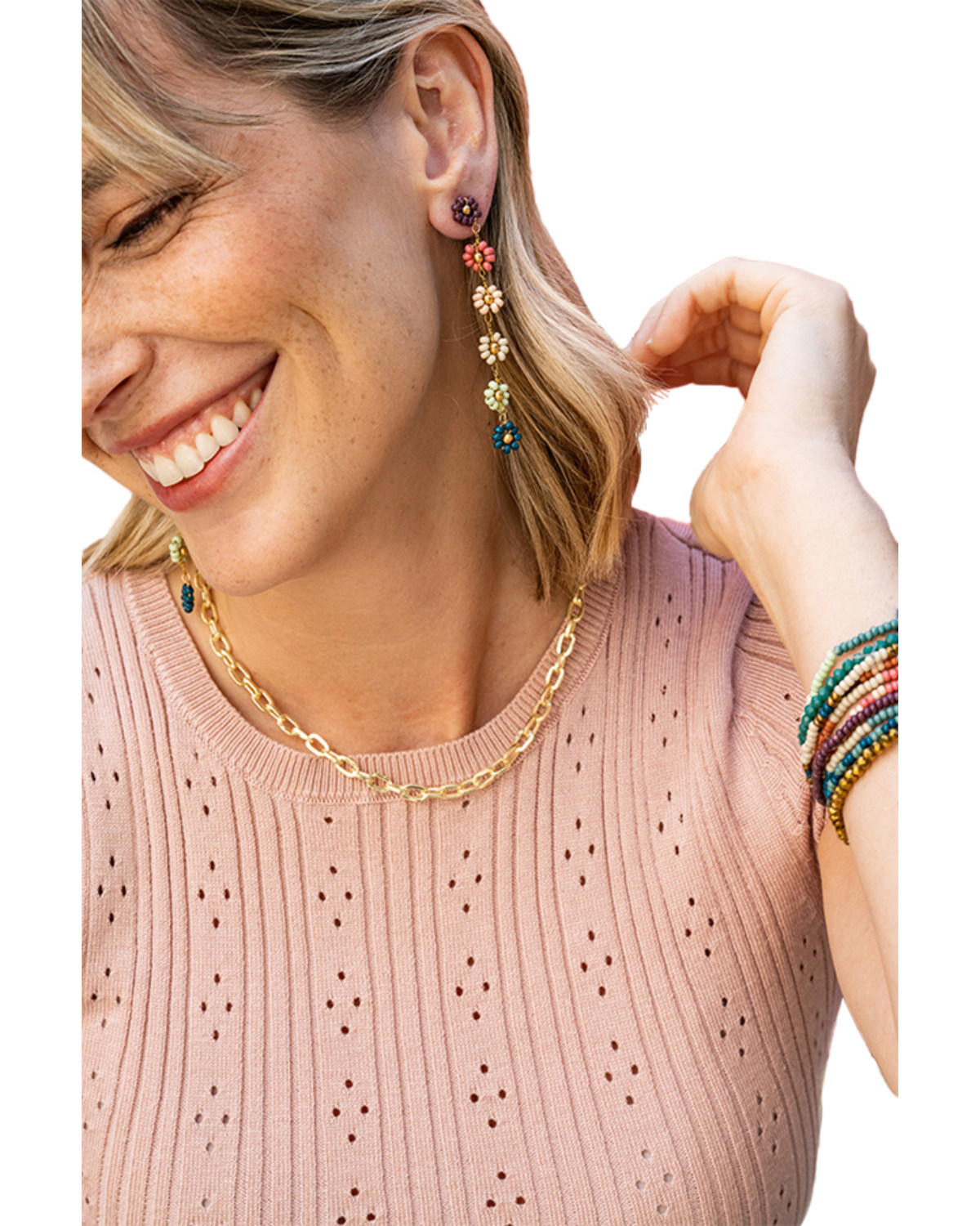 Ink + Alloy Women's Amanda Flower Beaded Dangle Earrings