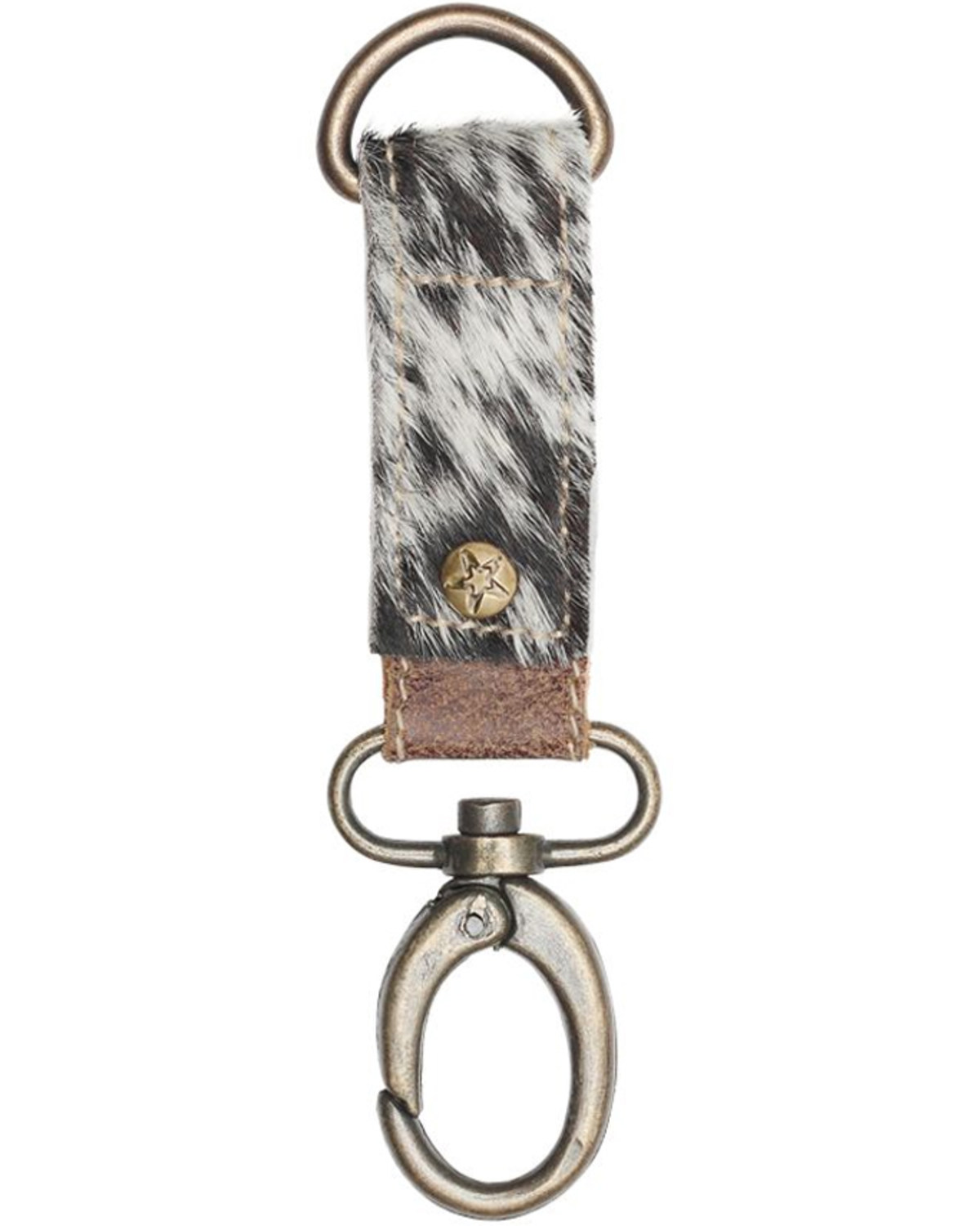Myra Bags Black & White Hair-on Leather Key Fob