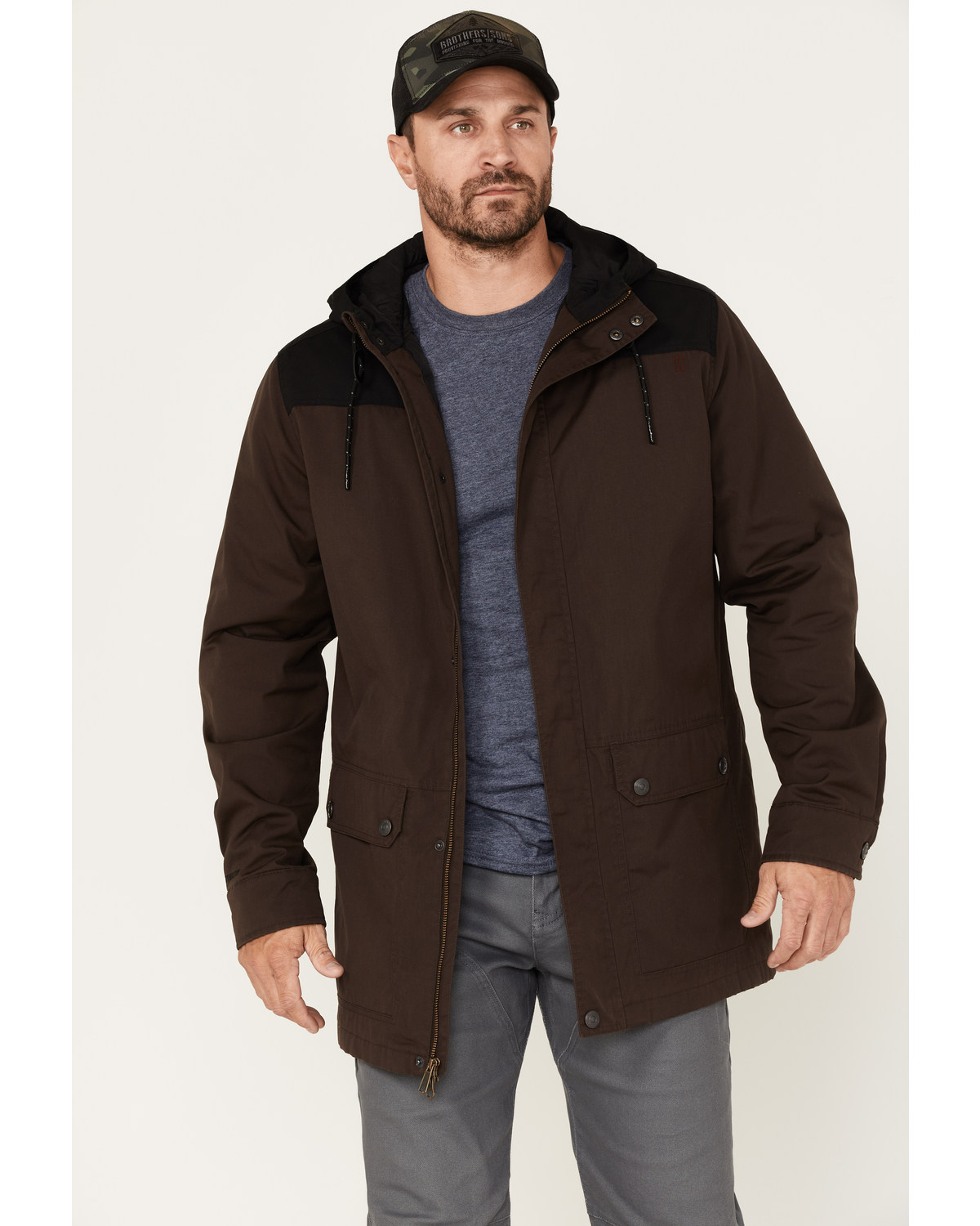 Brothers and Sons Men's Waxed Canvas Cruiser Hooded Jacket
