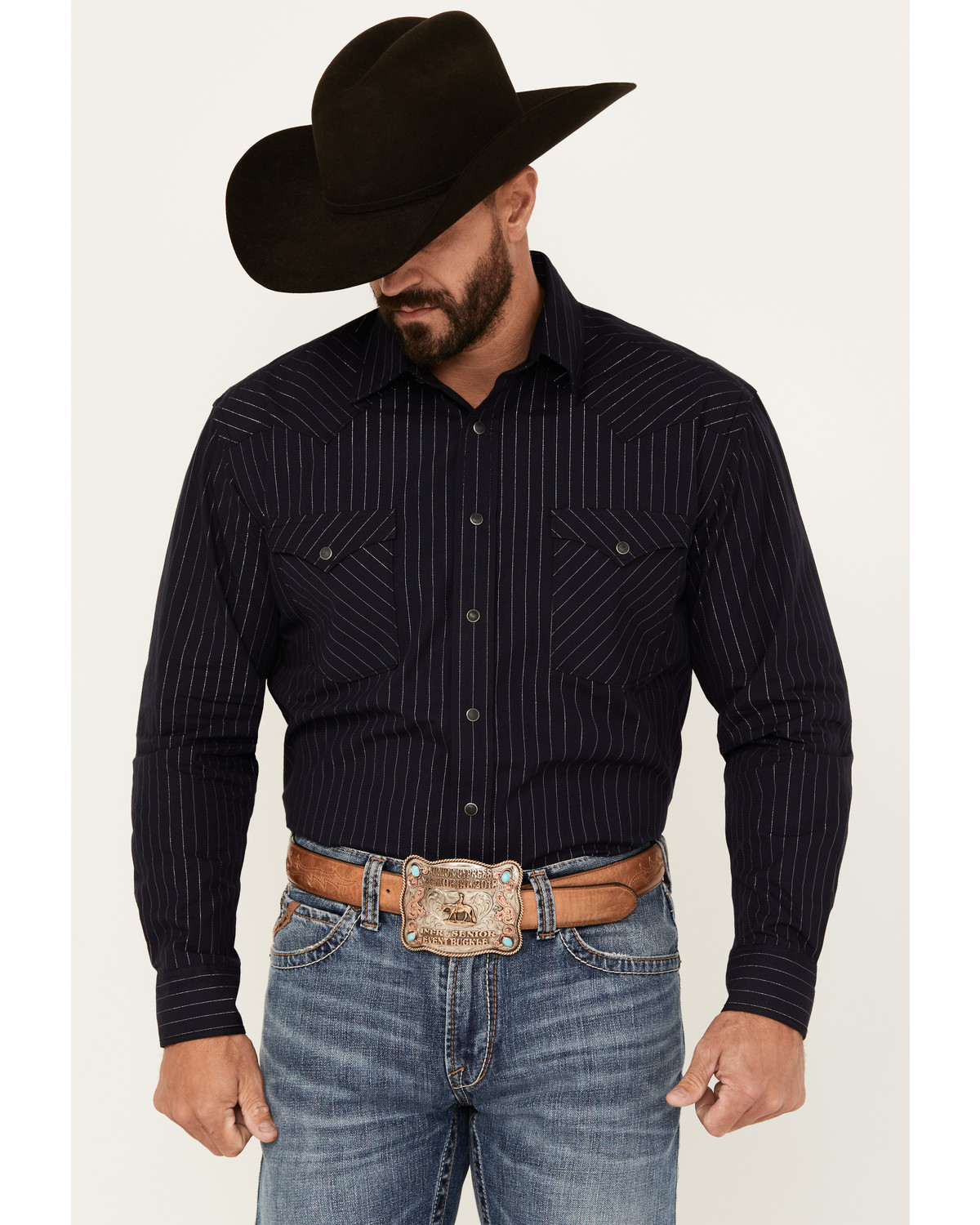 Rough Stock by Panhandle Men's Striped Long Sleeve Snap Western Shirt