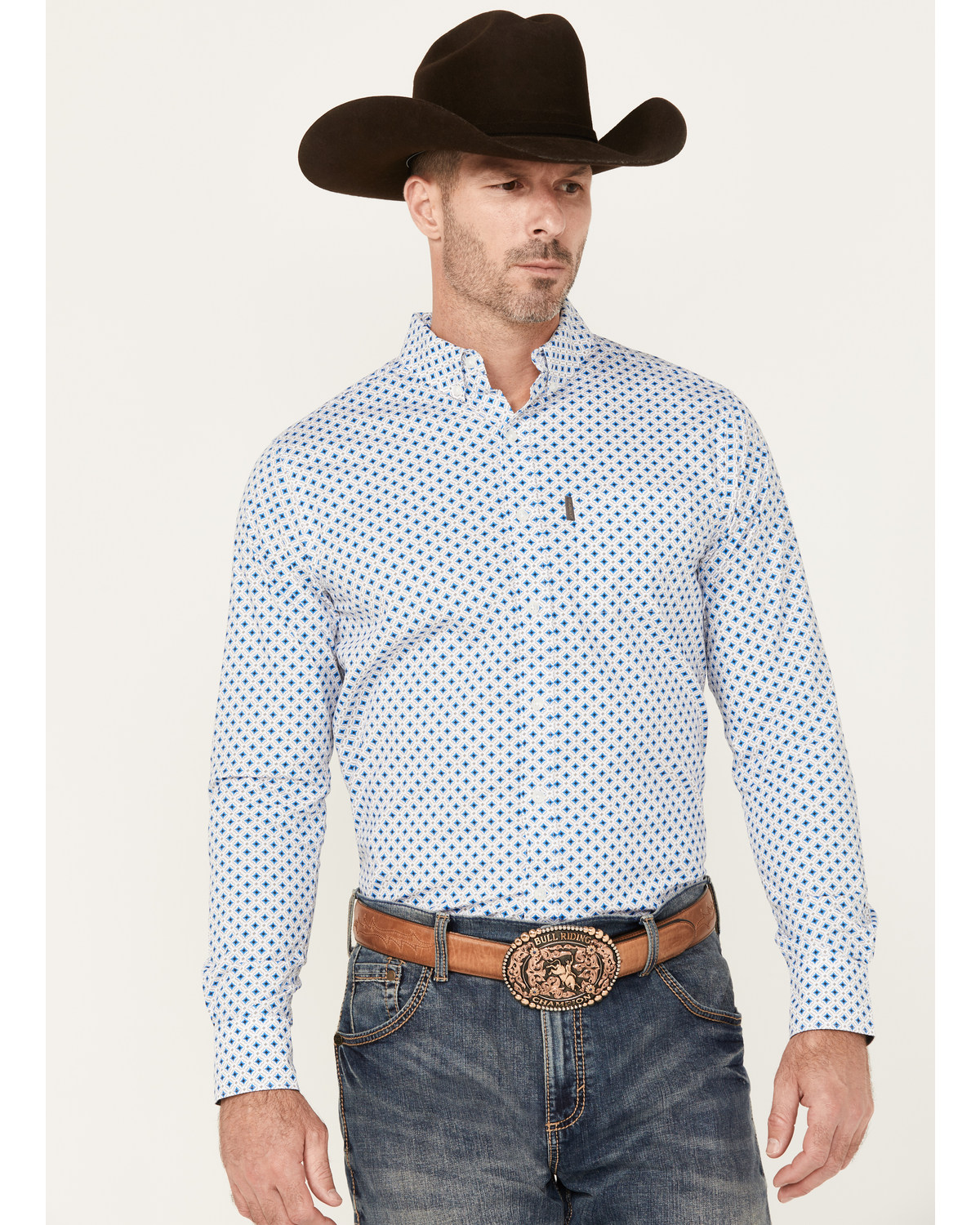 Ariat Men's Mac Geo Print Long Sleeve Button-Down Stretch Western Shirt