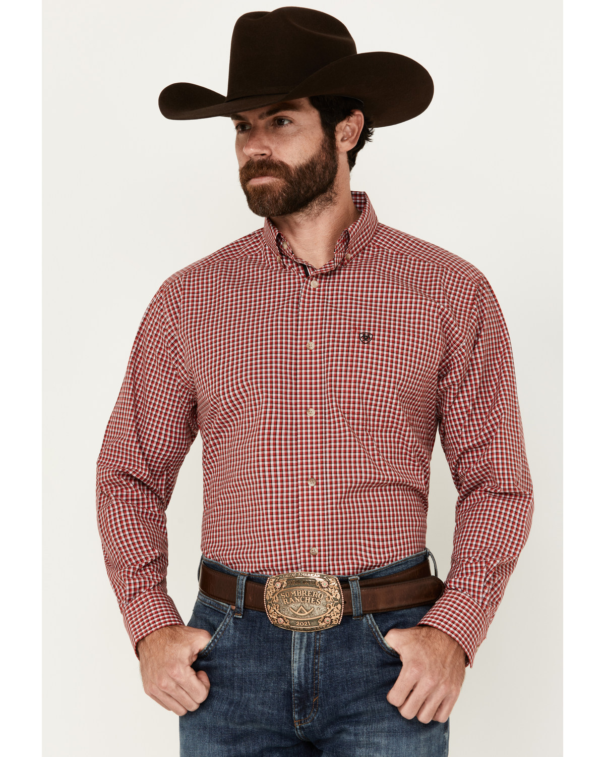 Ariat Men's Porter Plaid Print Long Sleeve Button-Down Performance Shirt - Big