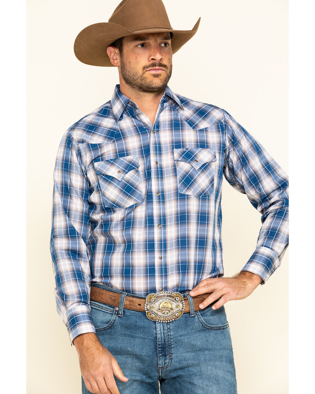 Ely Walker Men's Blue Med Plaid Long 