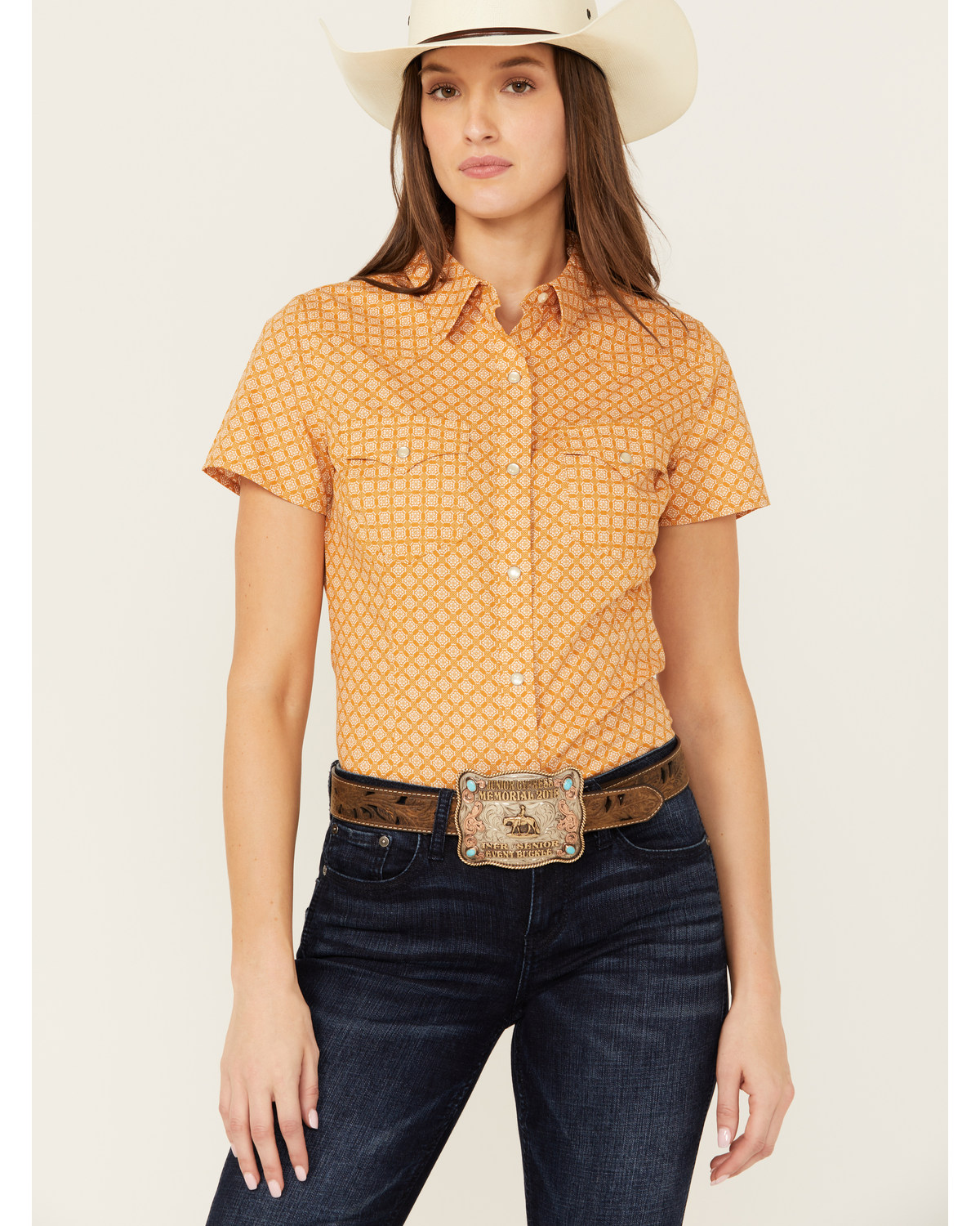 Wrangler Retro Women's Geo Print Short Sleeve Western Shirt