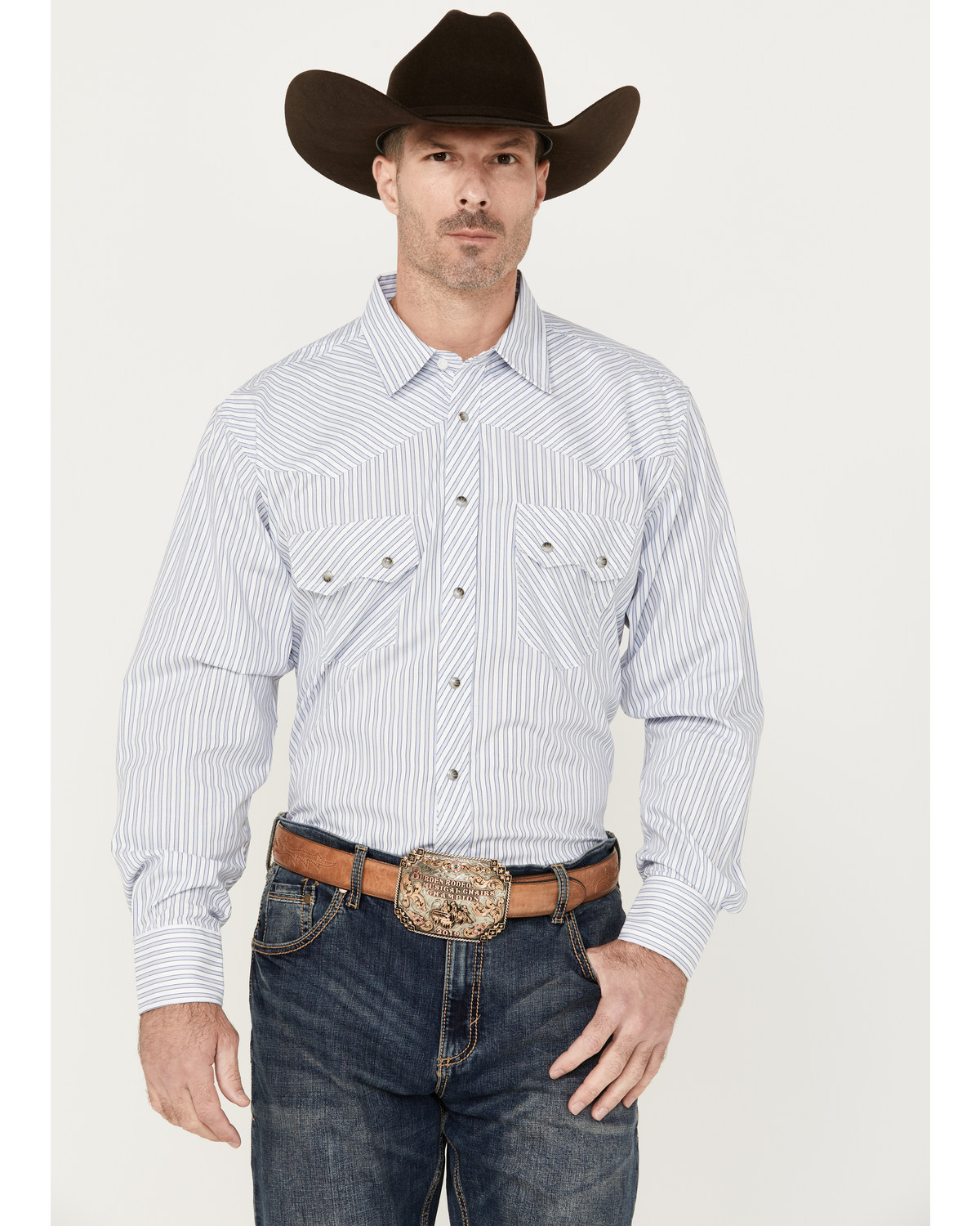 Resistol Men's Merritt Striped Print Long Sleeve Snap Western Shirt