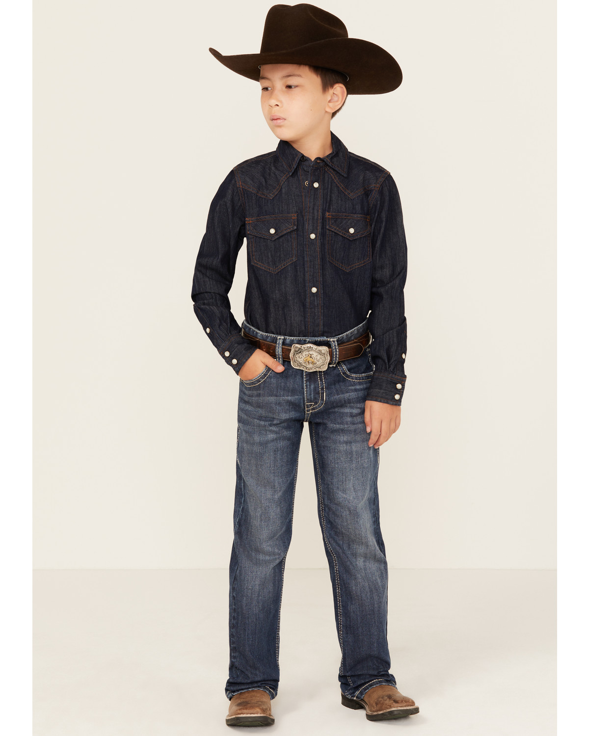 Rock & Roll Denim Boys' Embroidered Bootcut Stretch Jeans