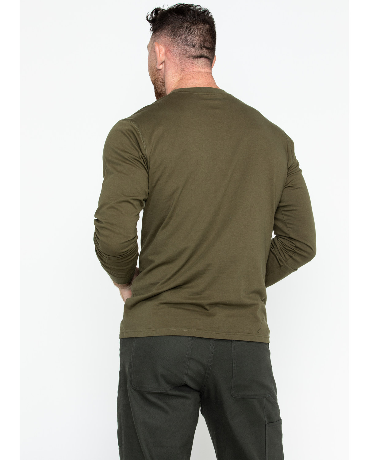 Hawx Men's Olive Pocket Henley Work Shirt Big Boot Barn