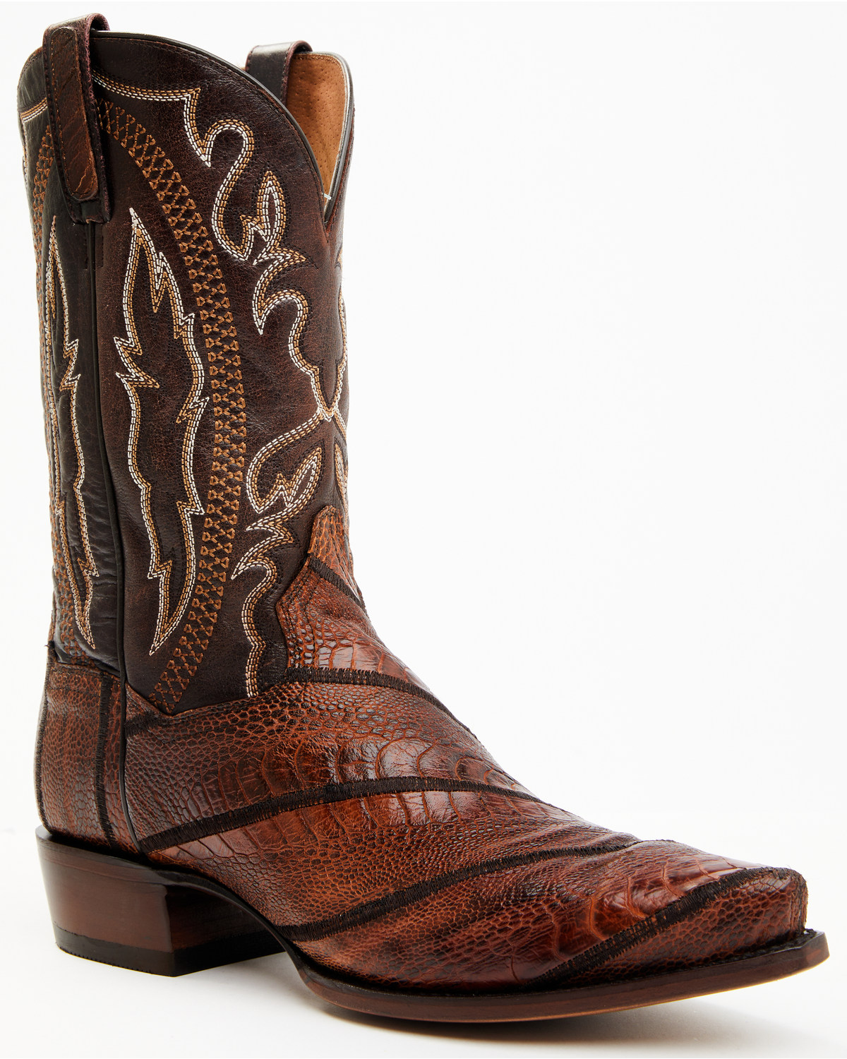 Dan Post Men's Exotic Wrapped Ostrich Leg Western Boots - Snip Toe