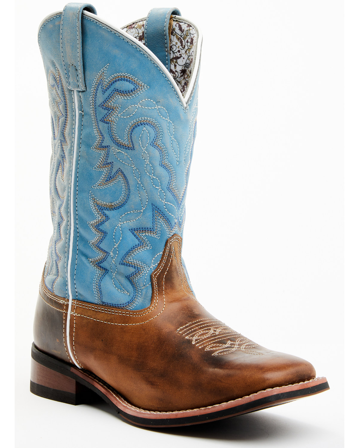 Laredo Women's Darla Embroidered Burnished Leather Western Performance Boots - Broad Square Toe