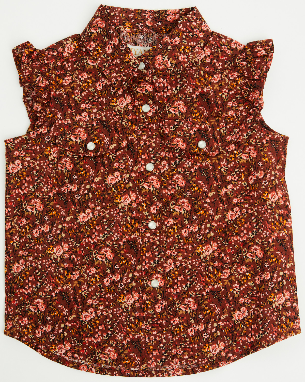 Shyanne Toddler Girls' Ditsy Ruffle Sleeve Snap Western Stretch Shirt