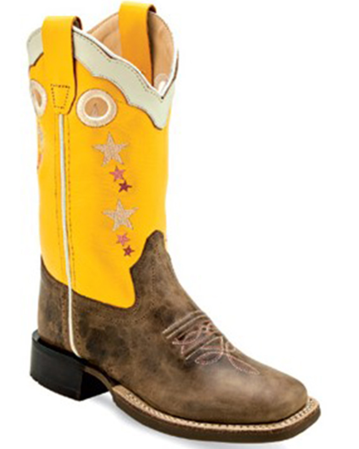 Old West Girls' Cactus Western Boots - Broad Square Toe