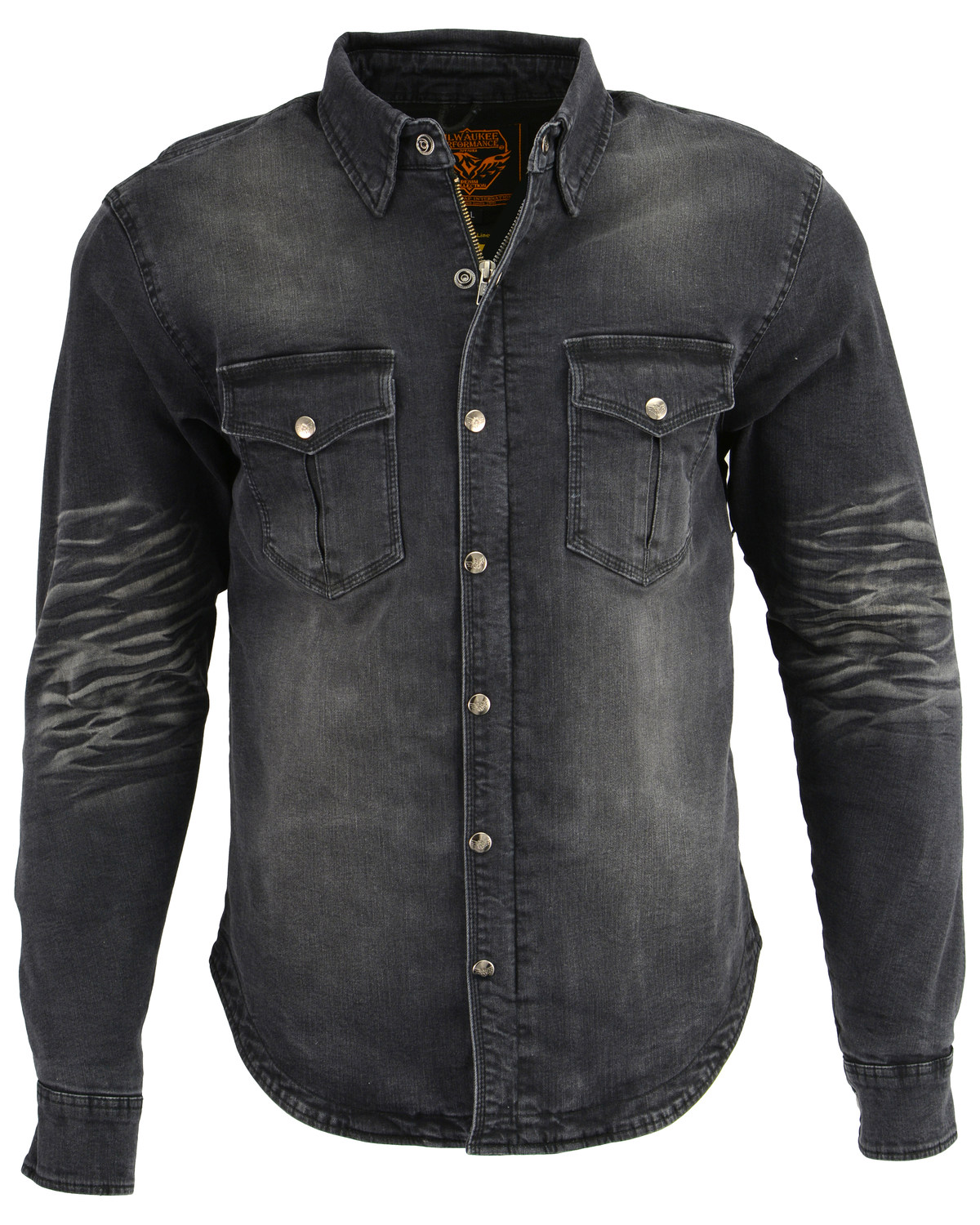 Grey, Large Milwaukee Performance Mens Denim Biker Shirt With Aramid 