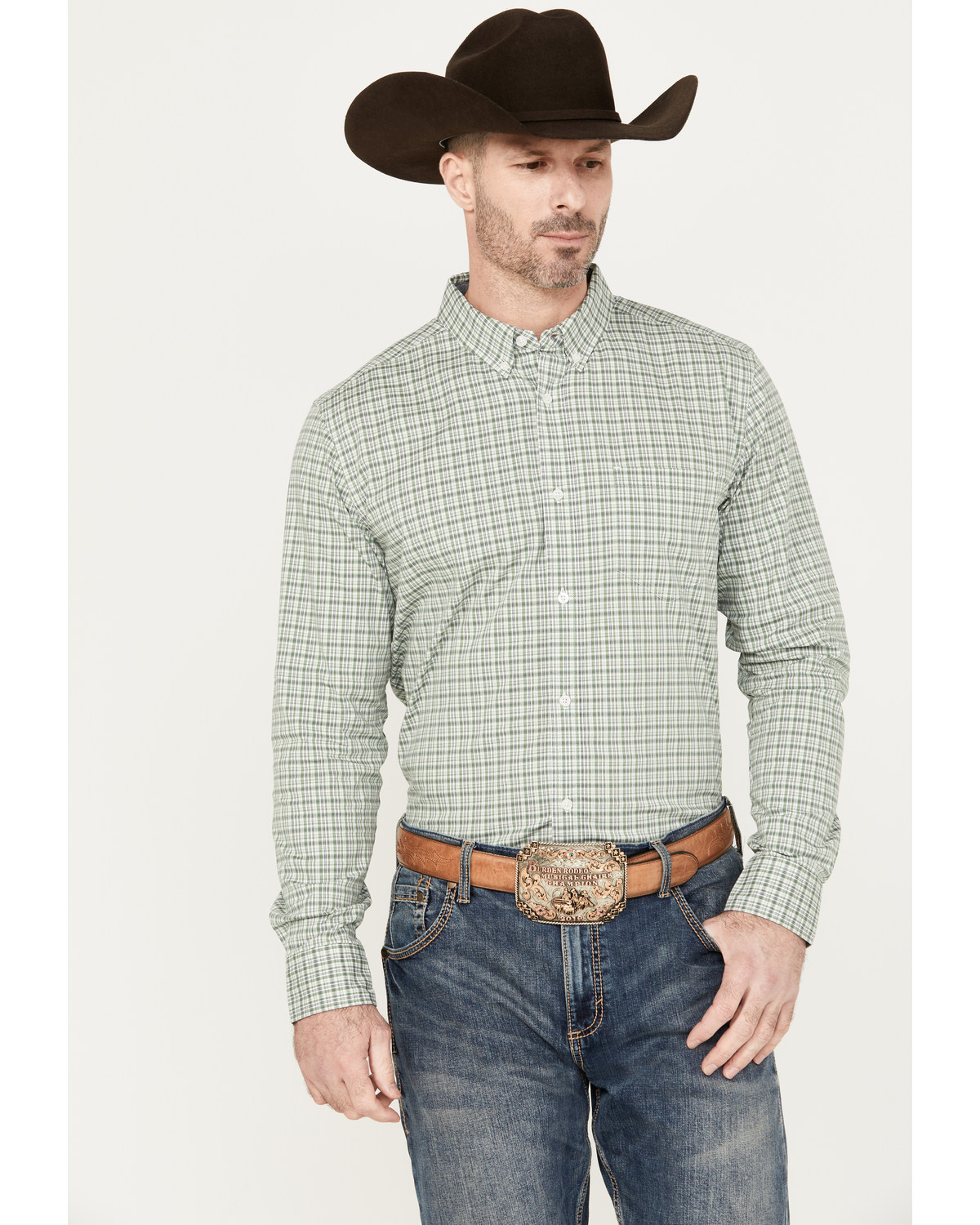 Cody James Men's Plaid Print Long Sleeve Button Down Western Shirt