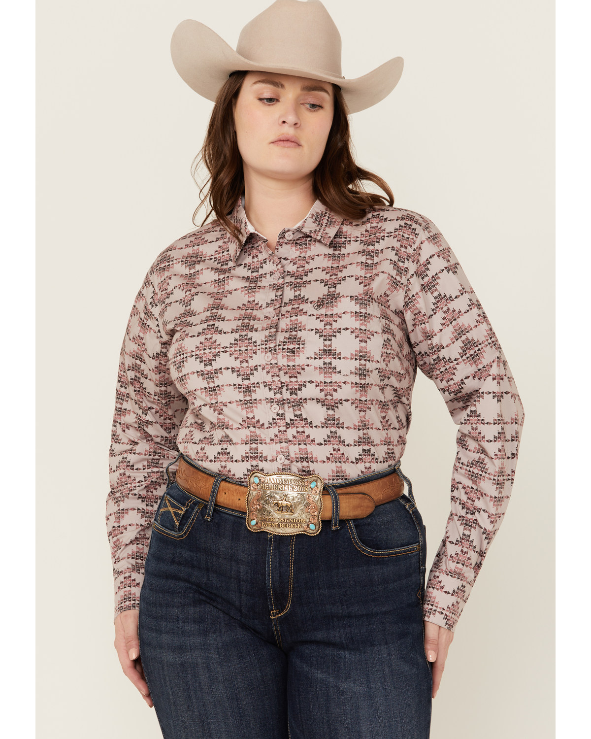 Ariat Women's Kirby Southwestern Print Long Sleeve Button-Down Stretch Western Shirt - Plus