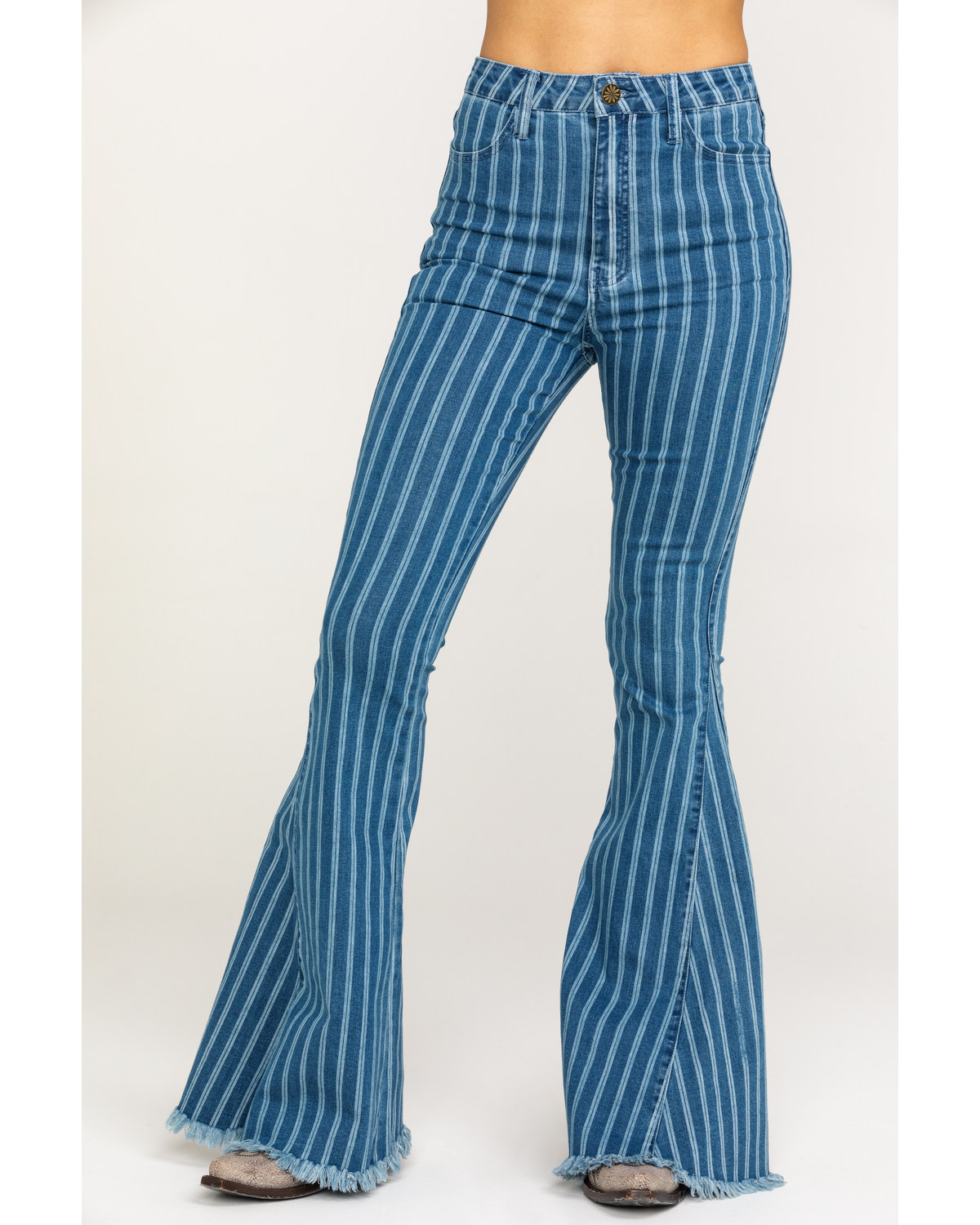 striped flare jeans