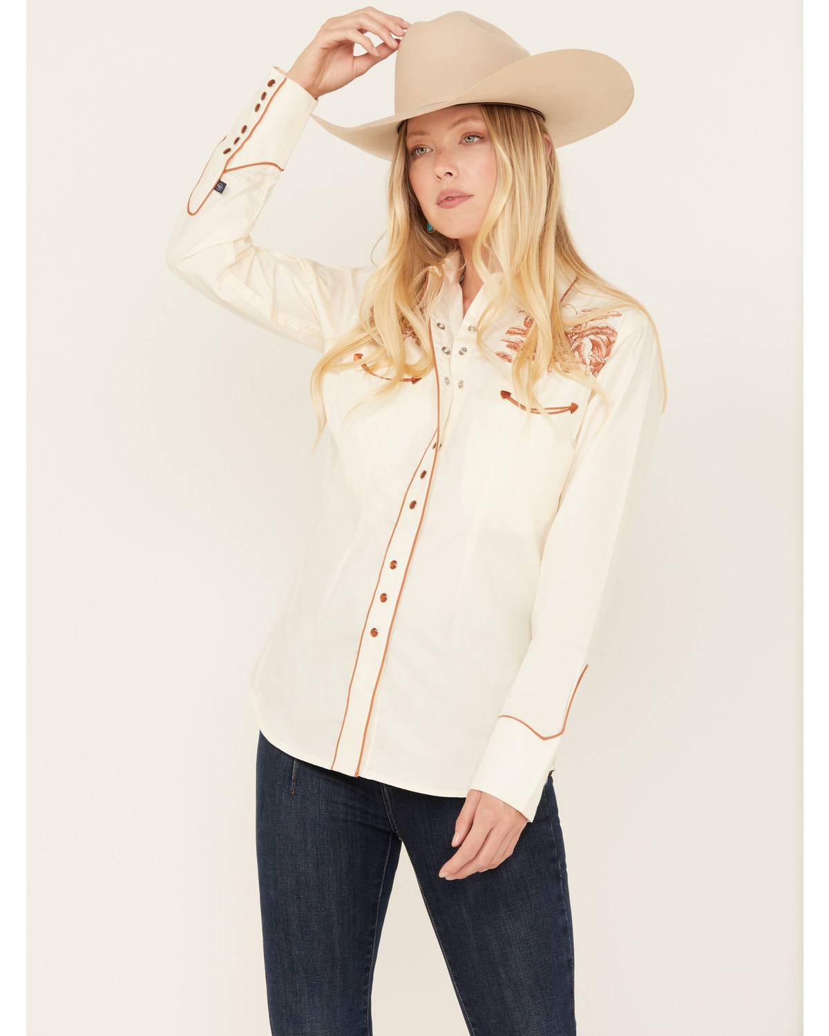 Rockmount Ranchwear Women's Embroidered Scenic Long Sleeve Pearl Snap Western Shirt