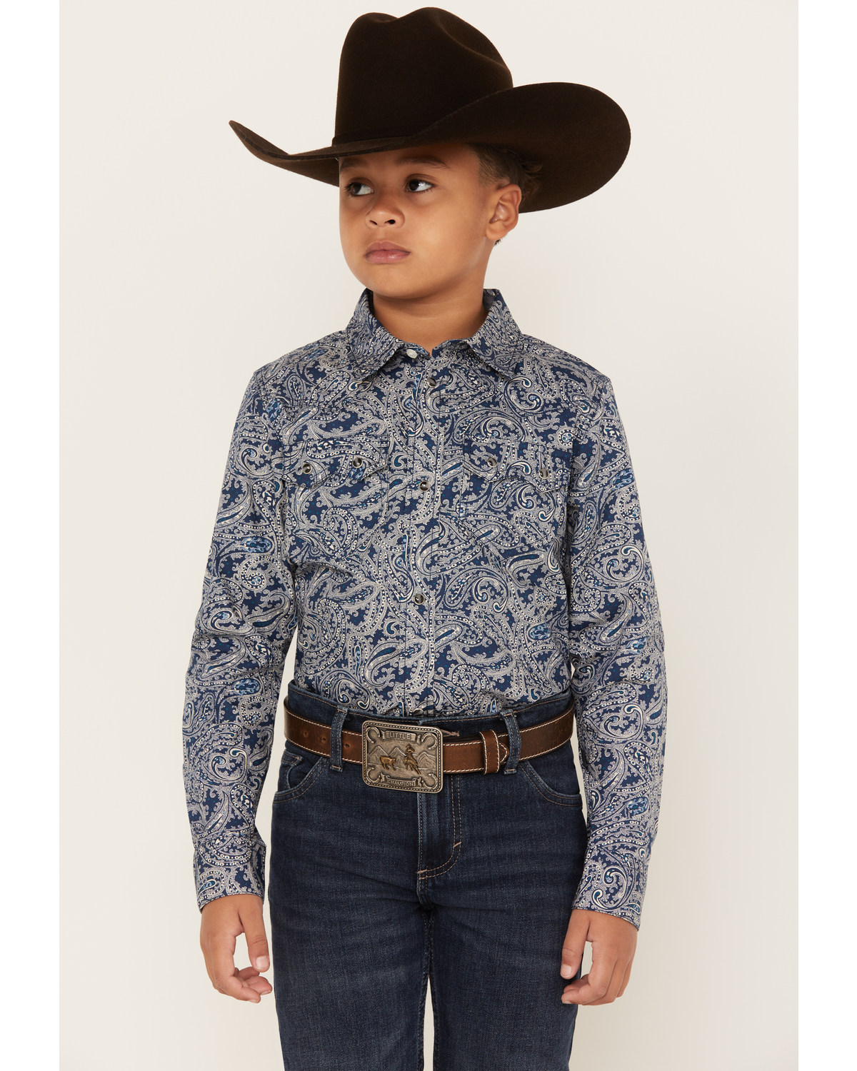 Cody James Boys' Paisley Print Long Sleeve Snap Western Shirt