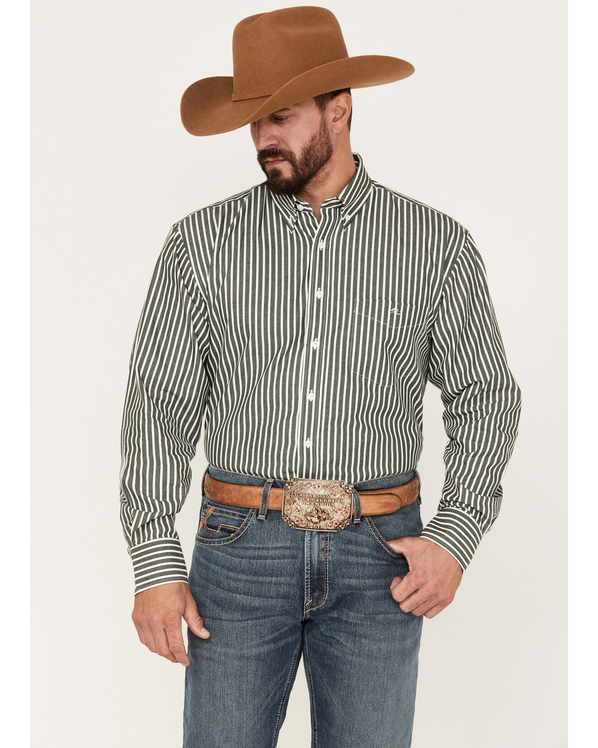 Resistol Men's Pine Striped Long Sleeve Button Down Western Shirt