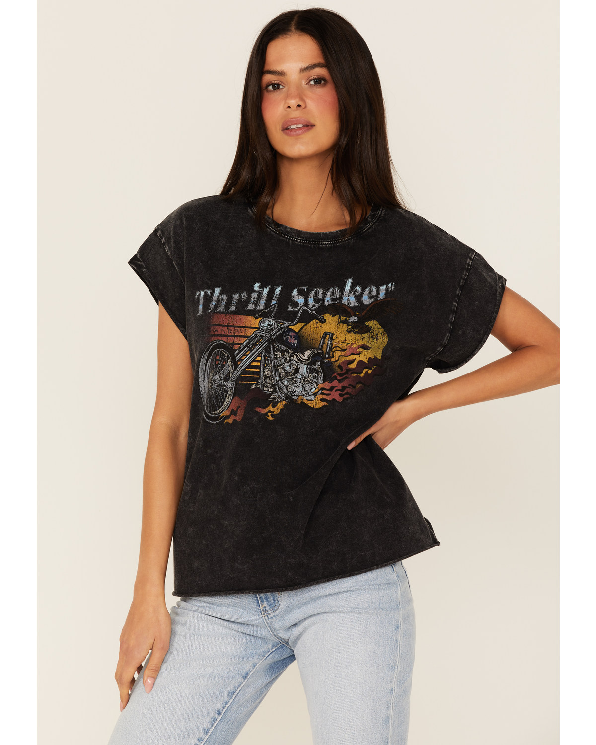 Cleo + Wolf Women's Thrill Seeker Moto Graphic Relaxed Tee