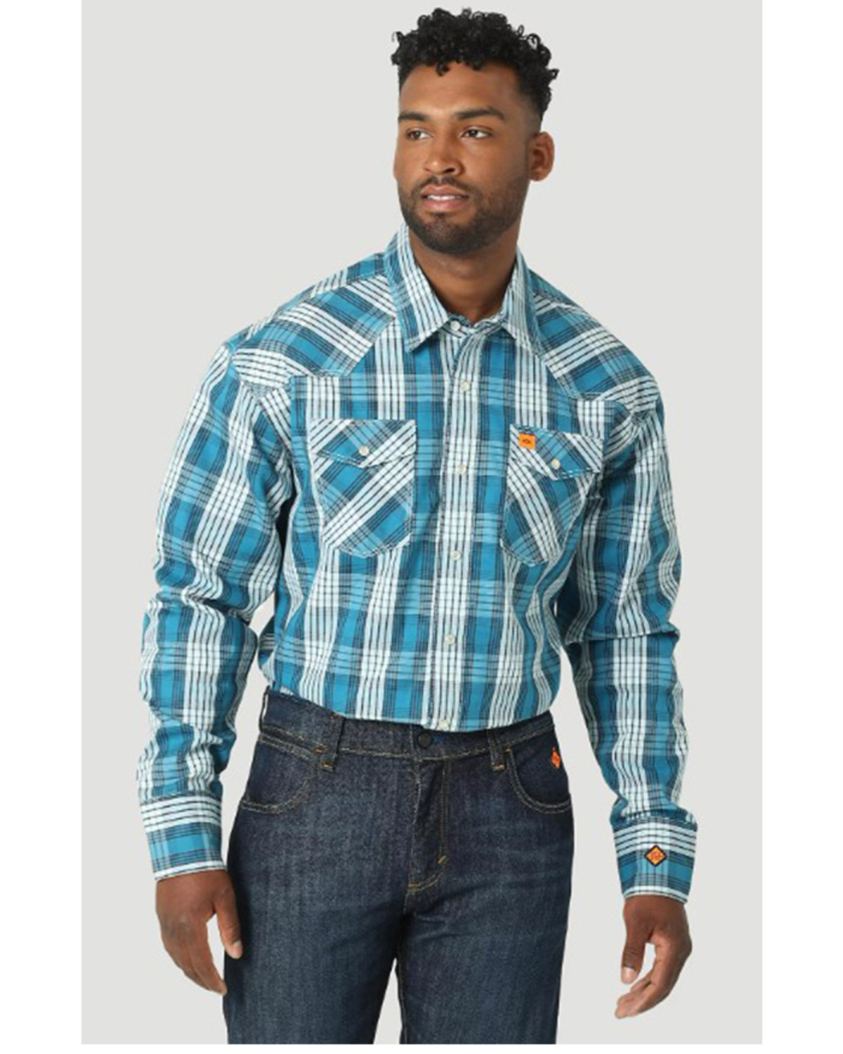 Wrangler 20X Men's FR Plaid Print Long Sleeve Snap Western Work Shirt